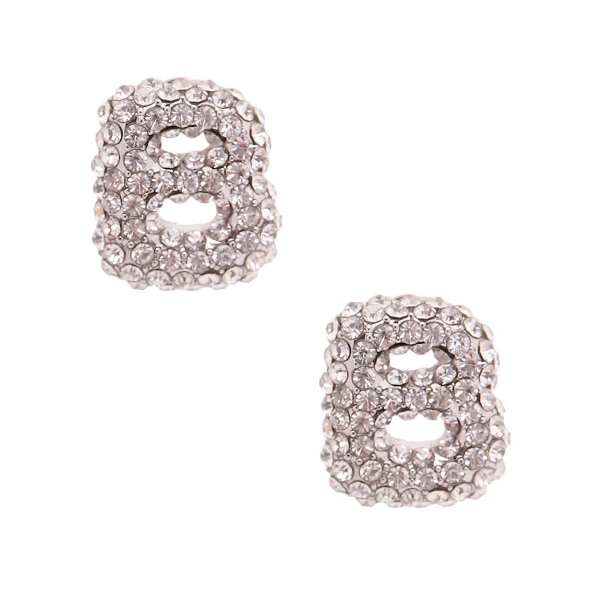 B Rhinestone Silver Studs - Cowgirltops.com