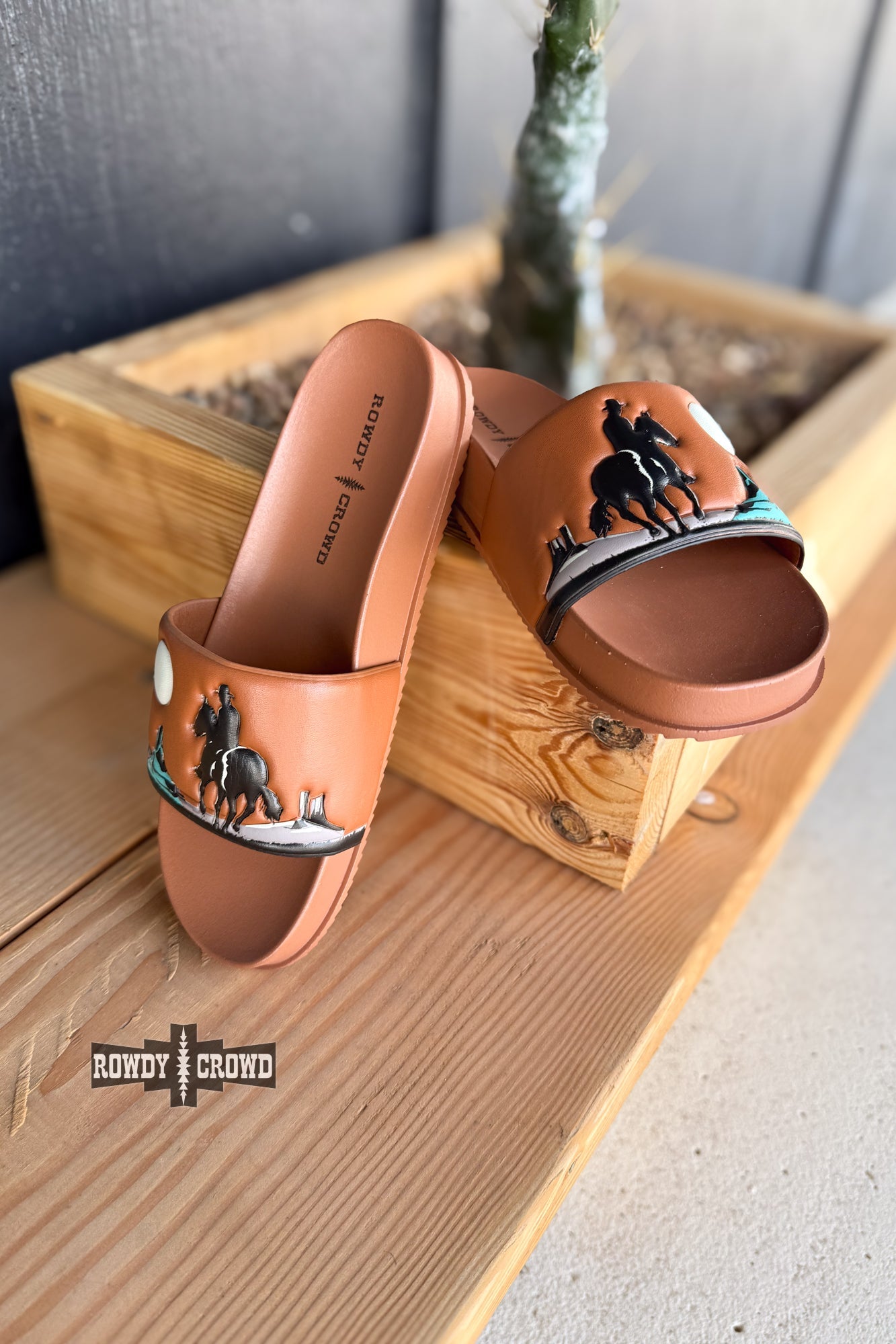 BROWN Saddle Bum Slides - Cowgirltops.com