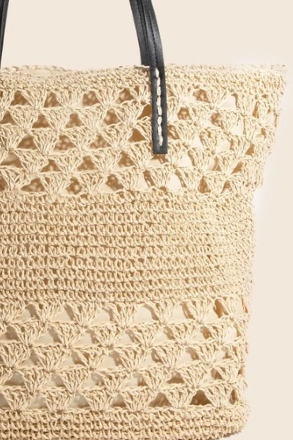 Fame Faux Leather Handle Knitted Tote Bag - Cowgirltops.com