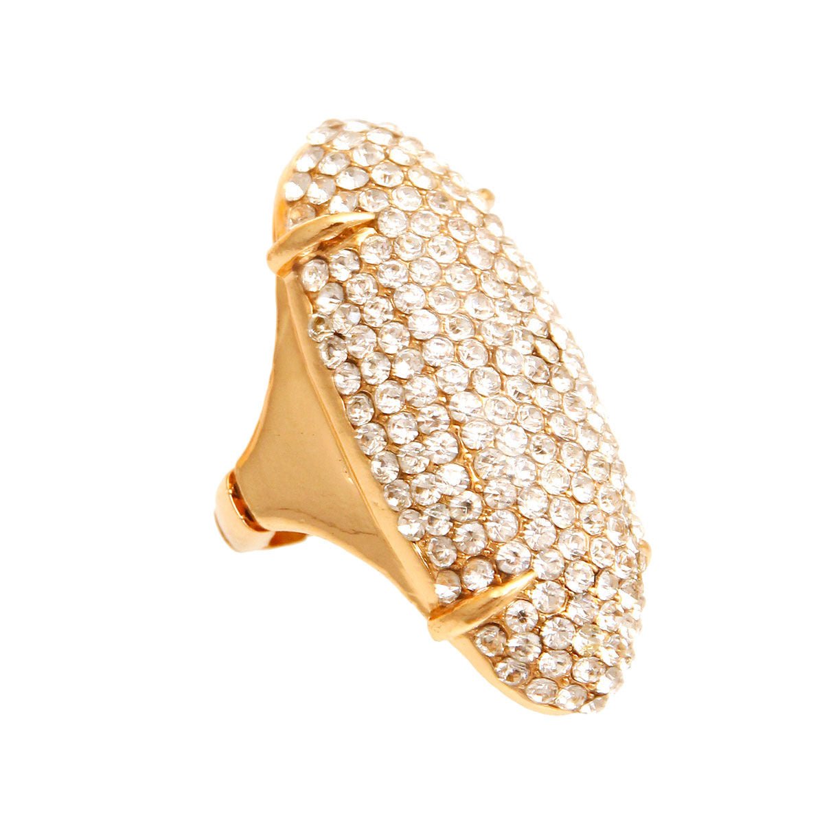 Gold Rhinestone Elongated Ring - Cowgirltops.com