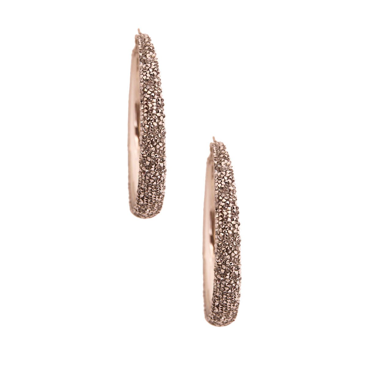 Hematite Rhinestone Crusted Silver Hoops - Cowgirltops.com