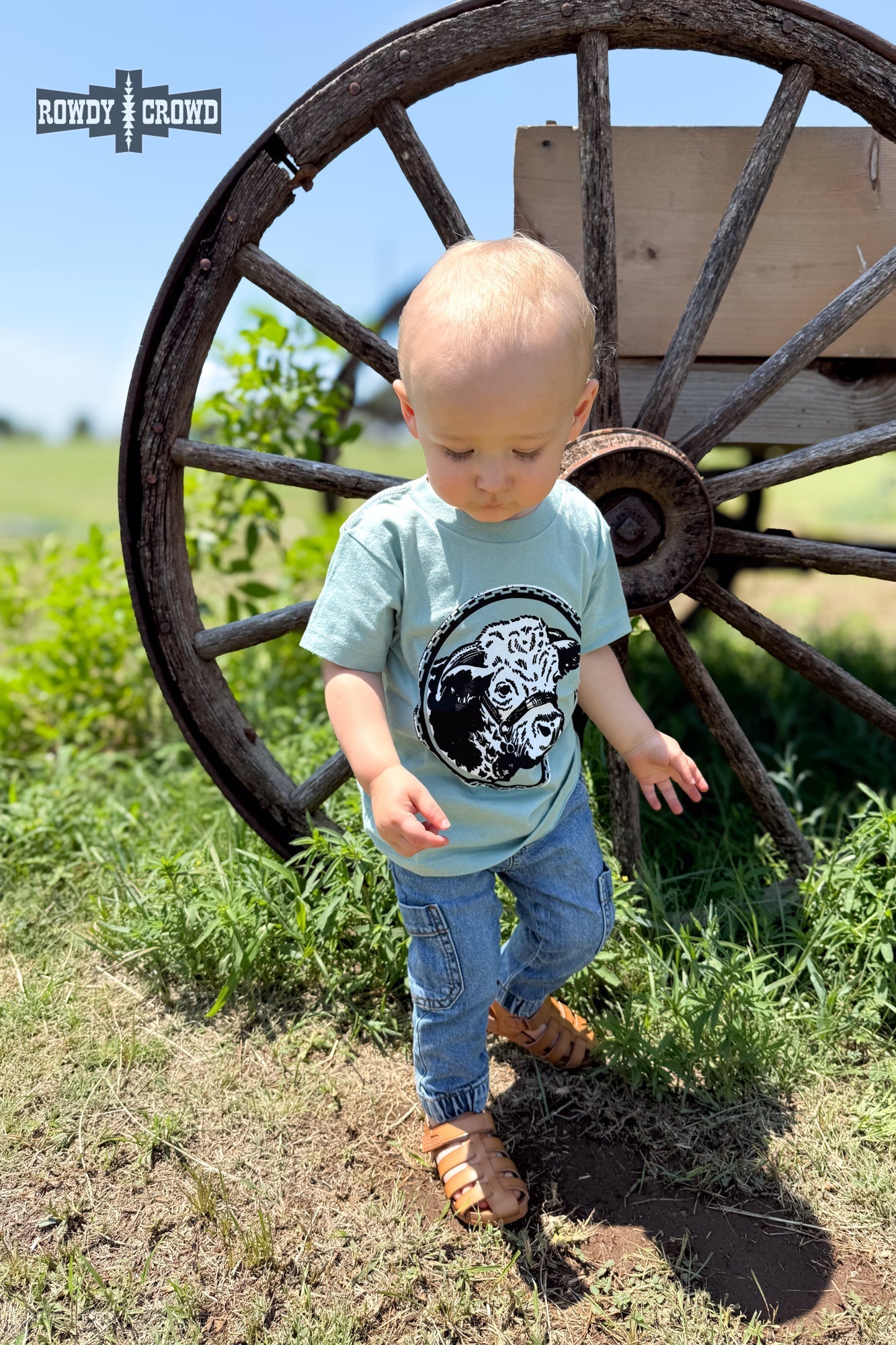 KIDS Happy Hereford Tee - BLUE - Cowgirltops.com
