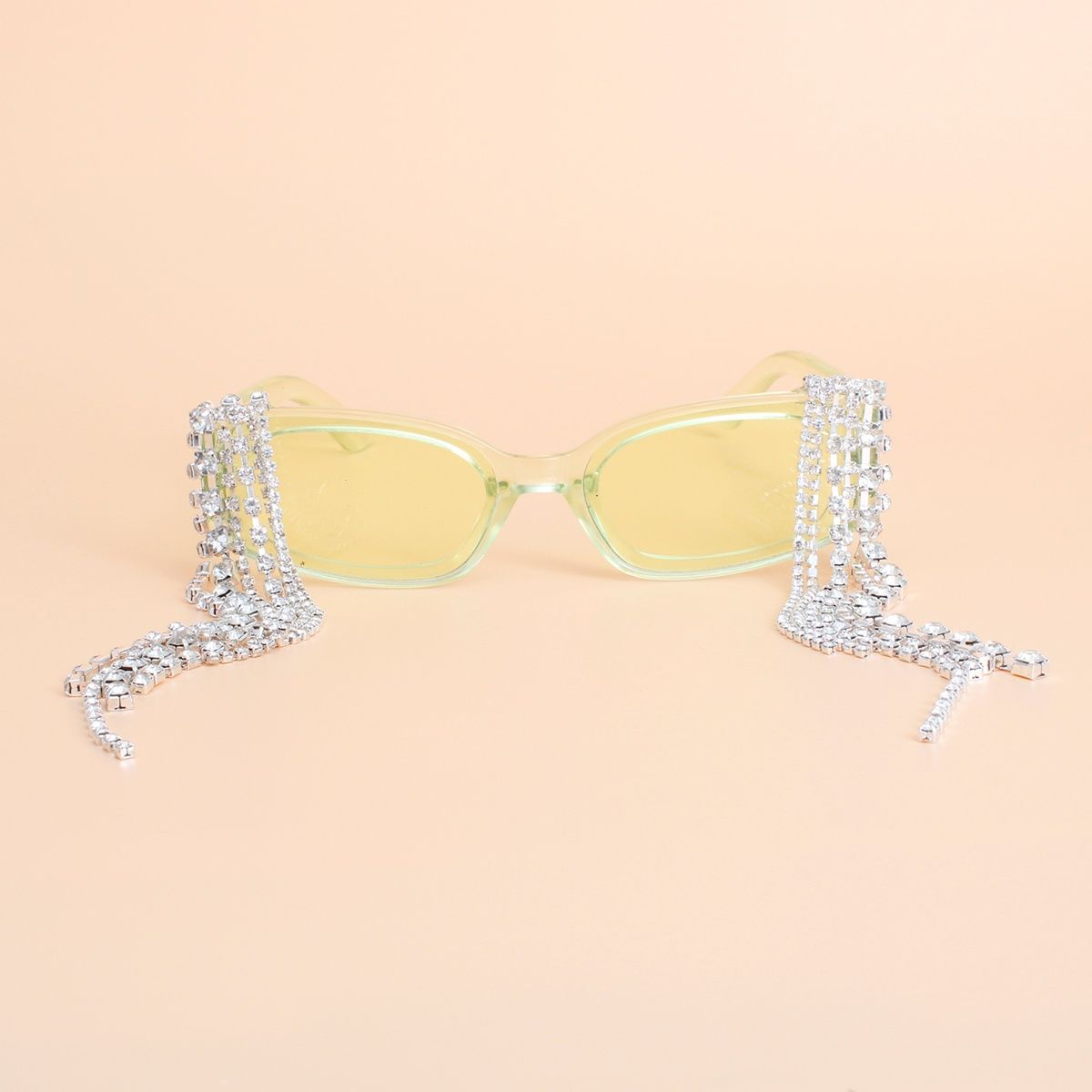 Sunglasses Green Rectangle Rhinestone Fringe - Cowgirltops.com