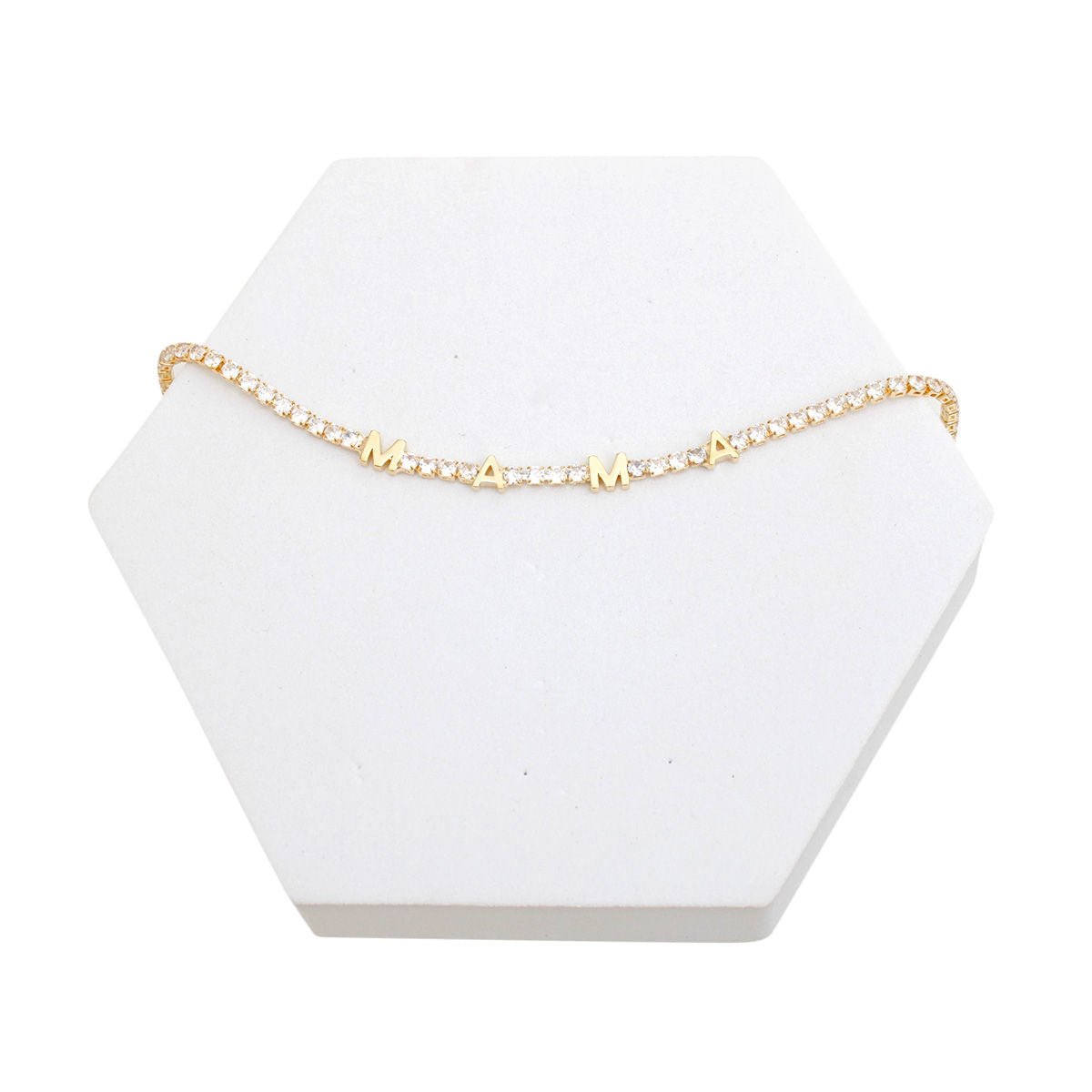 Tennis Bracelet Gold CZ Rhinestone MAMA for Women - Cowgirltops.com