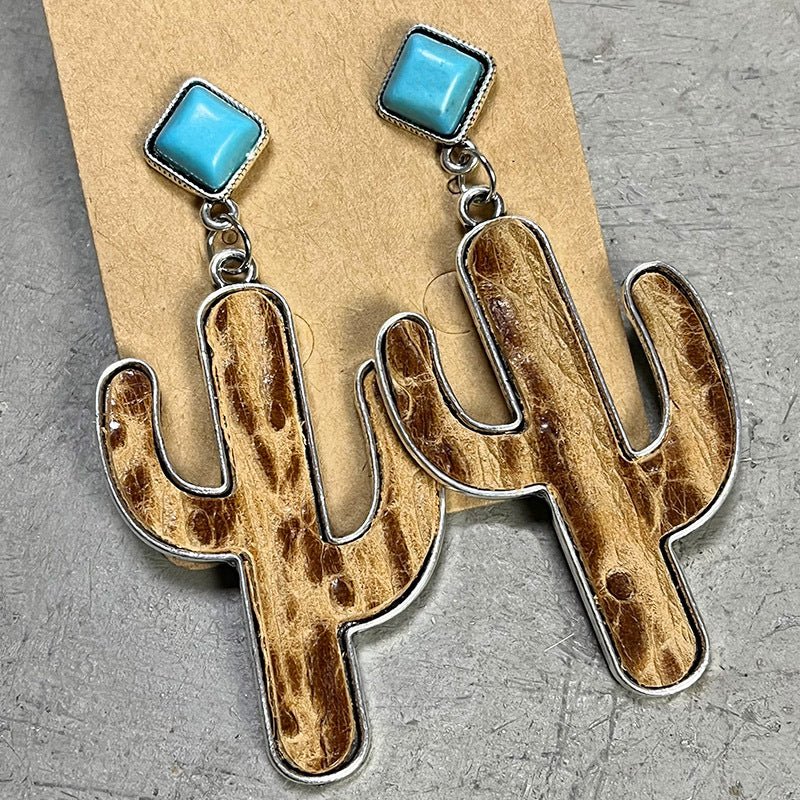 Turquoise Cactus Earrings - Cowgirltops.com
