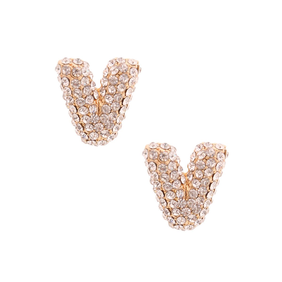 V Rhinestone Gold Studs - Cowgirltops.com