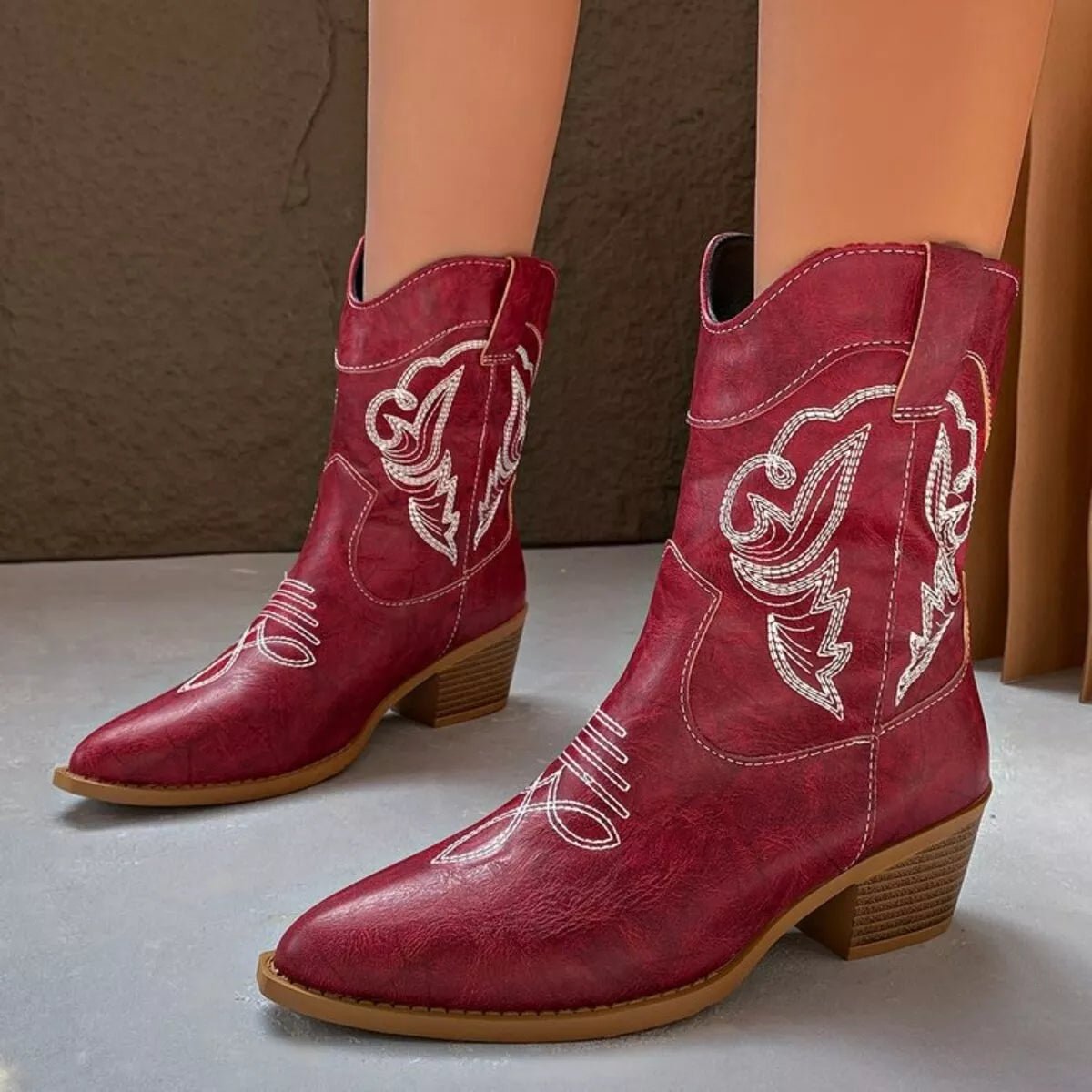 Western Cowboy Boots with Embroidered Design - Cowgirltops.com