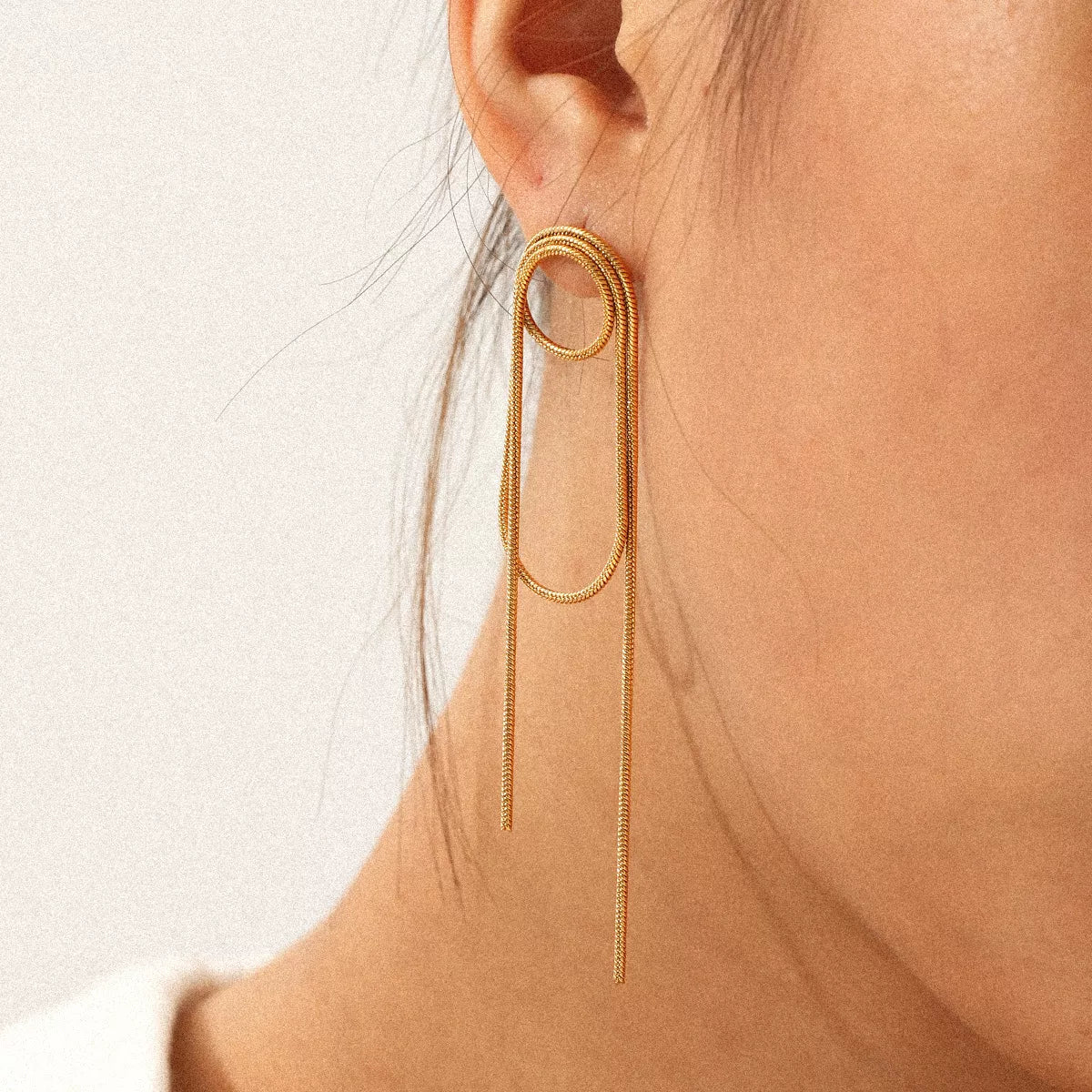 18K Gold - Plated Hoop Chain Earrings - Cowgirltops.com