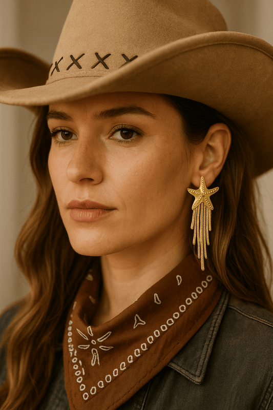 18K Gold - Plated Starfish Fringe Drop Earrings - Cowgirltops.com