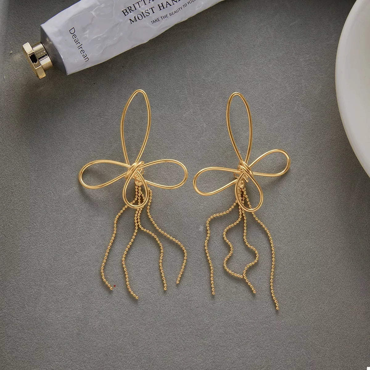 18K Gold - Plated Tassel Bow Earrings - Cowgirltops.com