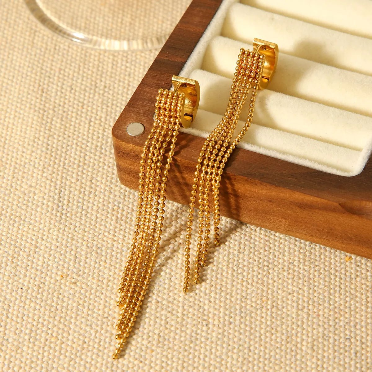 18K Gold - Plated Tassel Chain Earrings - Cowgirltops.com