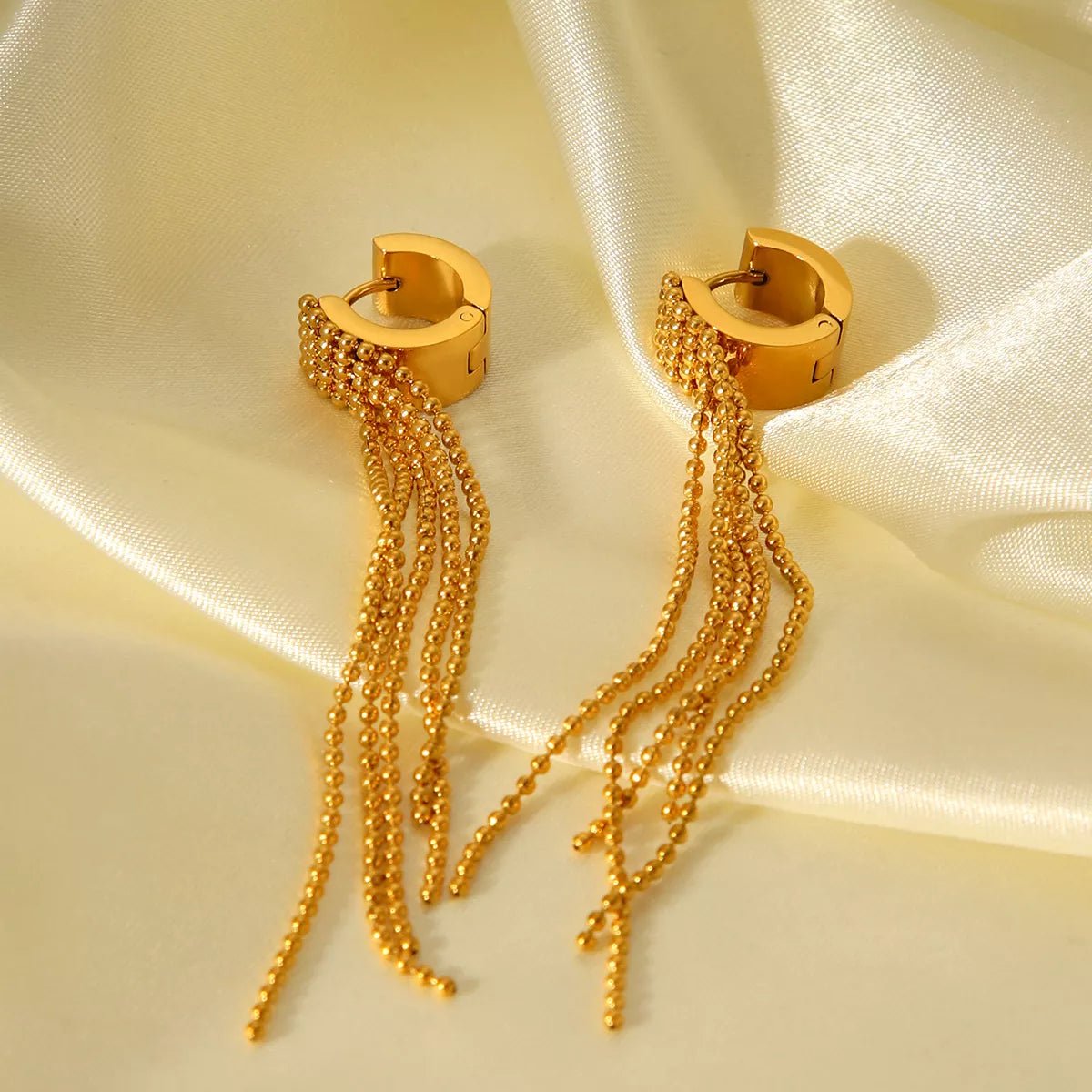 18K Gold - Plated Tassel Chain Earrings - Cowgirltops.com