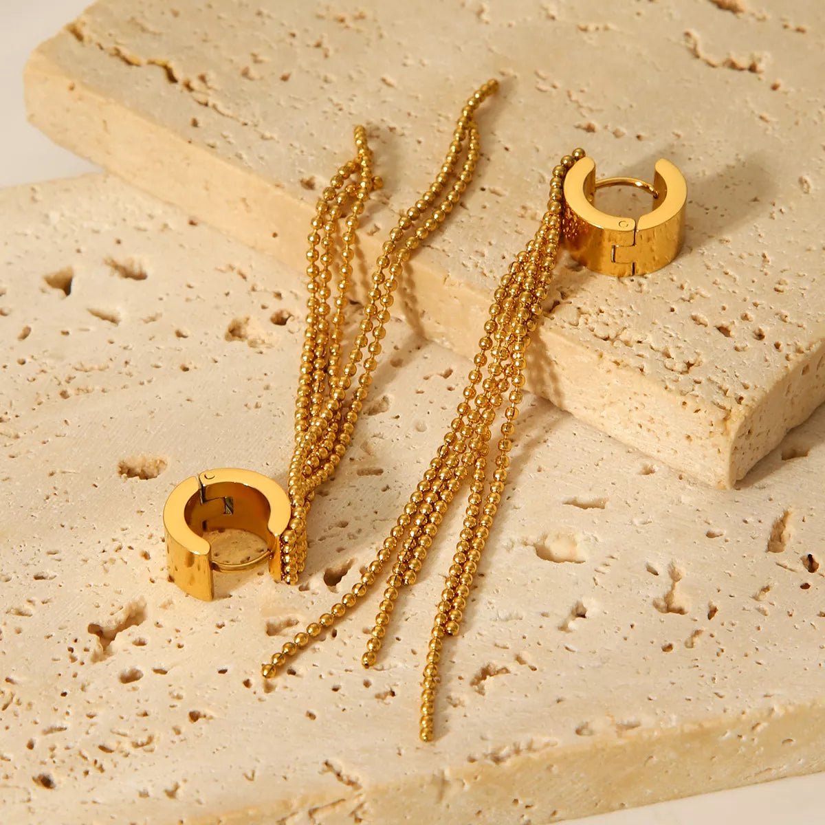 18K Gold - Plated Tassel Chain Earrings - Cowgirltops.com