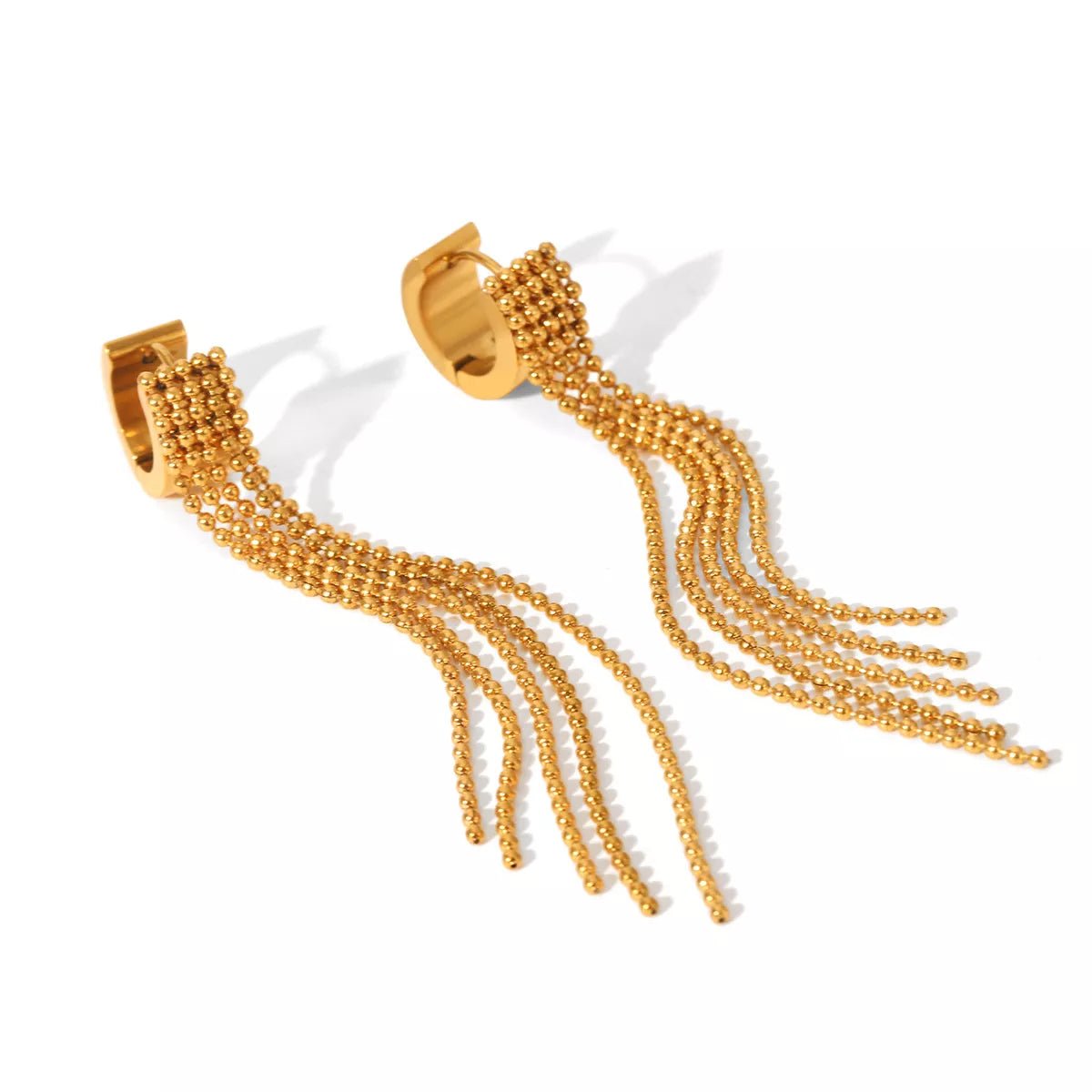 18K Gold - Plated Tassel Chain Earrings - Cowgirltops.com