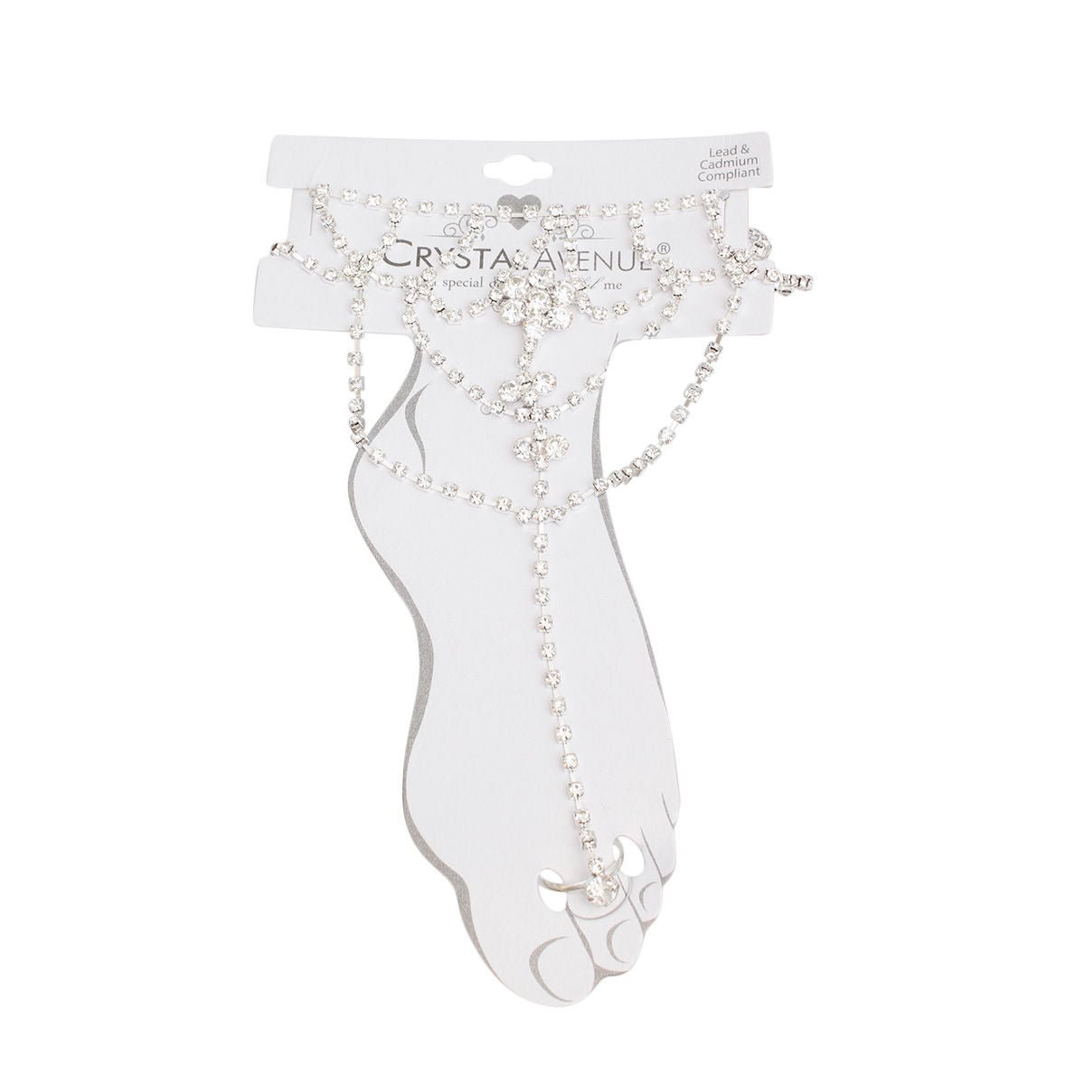 Ankle Chain Silver Rhinestone Toe Ring for Women - Cowgirltops.com