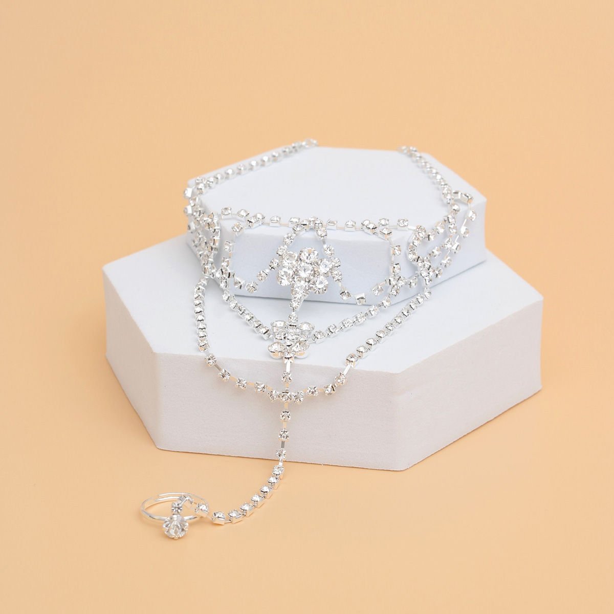 Ankle Chain Silver Rhinestone Toe Ring for Women - Cowgirltops.com