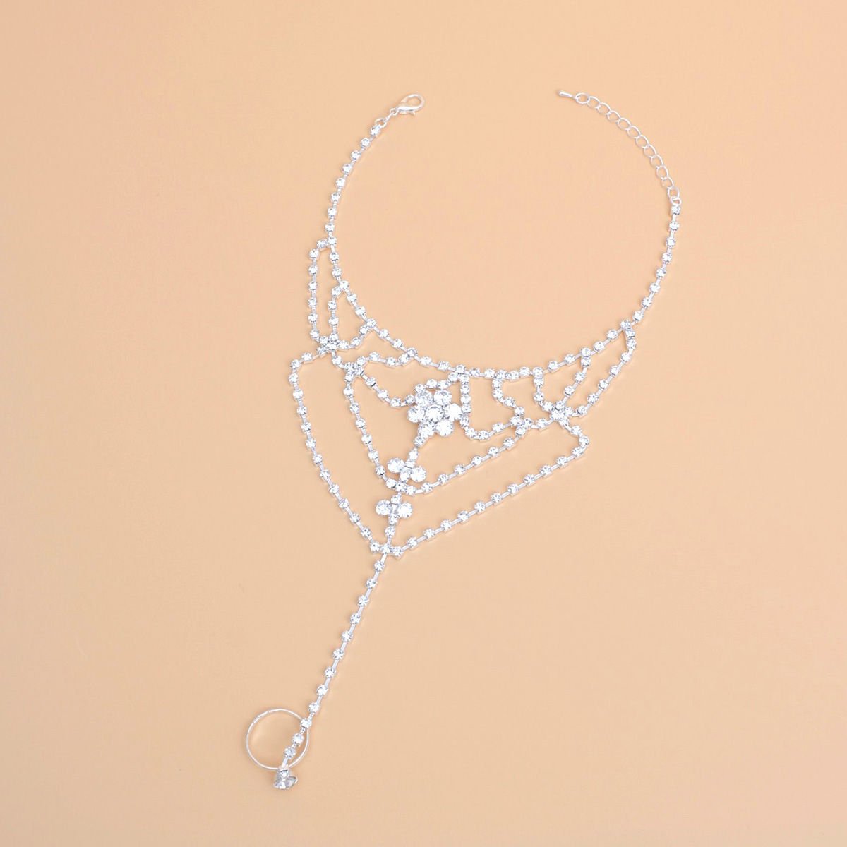 Ankle Chain Silver Rhinestone Toe Ring for Women - Cowgirltops.com