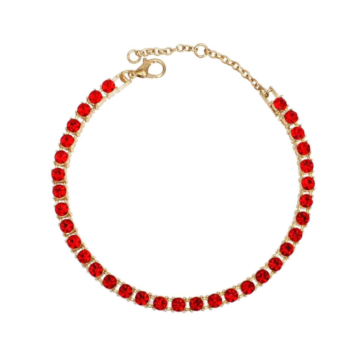 Anklet Gold Red Rhinestone Tennis Ankle Chain - Cowgirltops.com