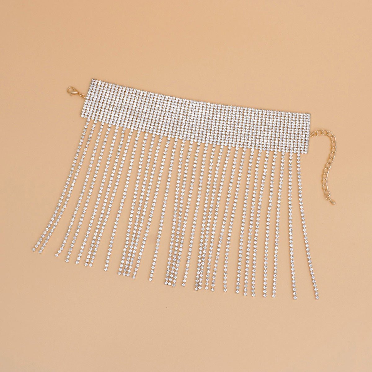 Anklet Gold Rhinestone 15 Line Long Fringe Women - Cowgirltops.com