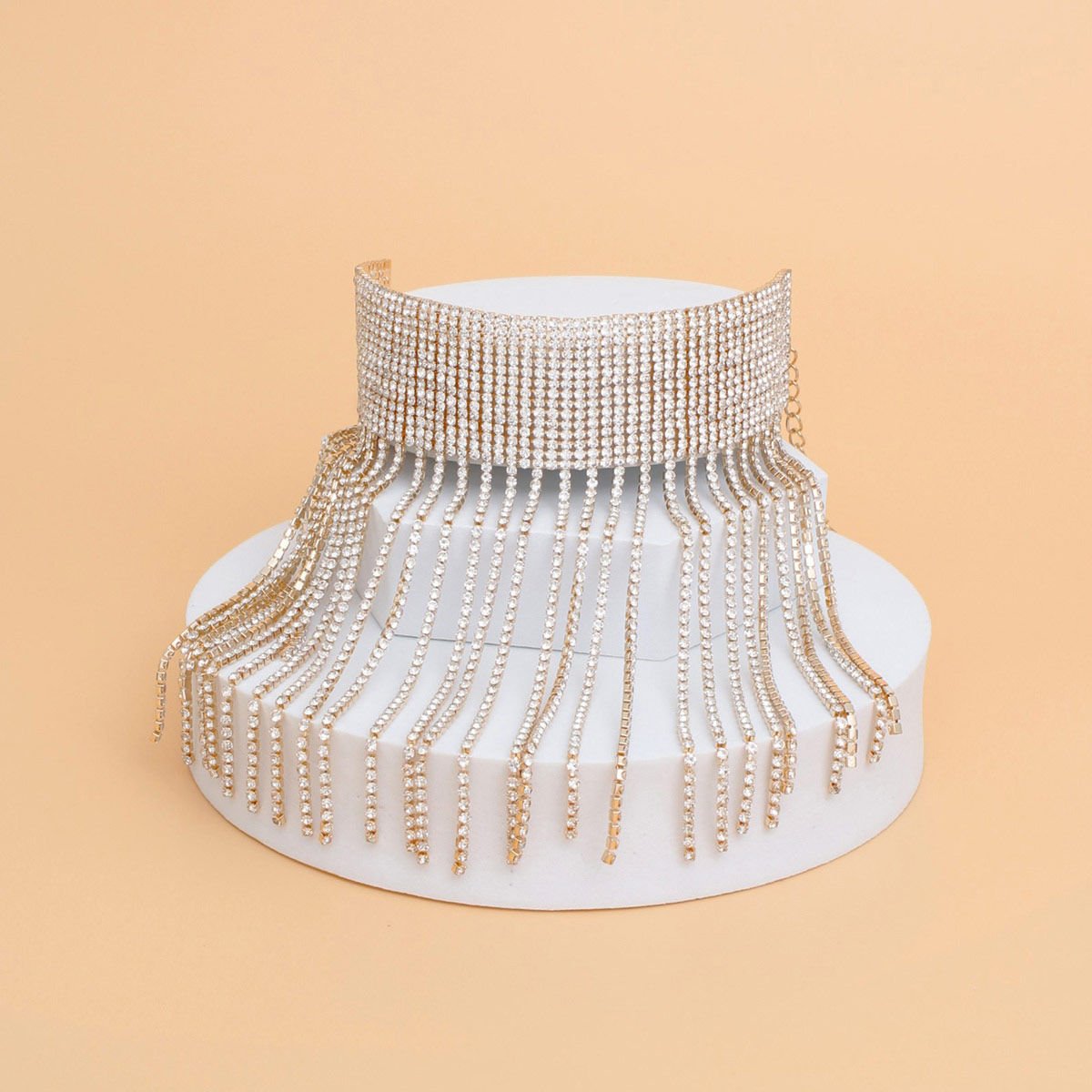 Anklet Gold Rhinestone 15 Line Long Fringe Women - Cowgirltops.com