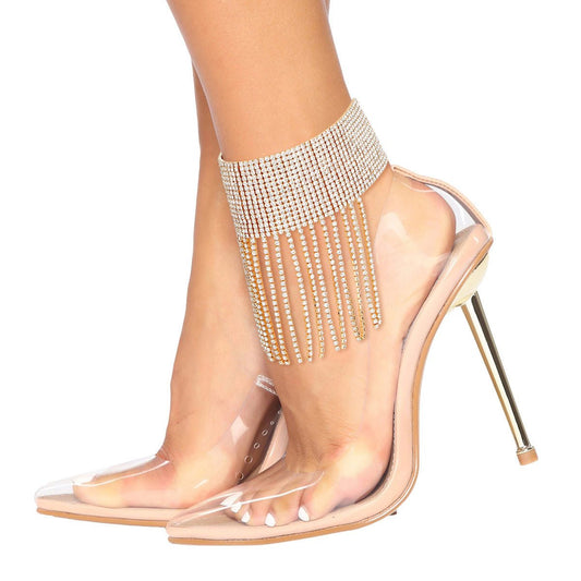 Anklet Gold Rhinestone 16 Line Fringe for Women - Cowgirltops.com