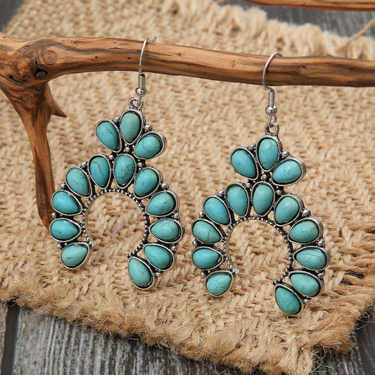 Artificial Turquoise Drop Earrings - Cowgirltops.com