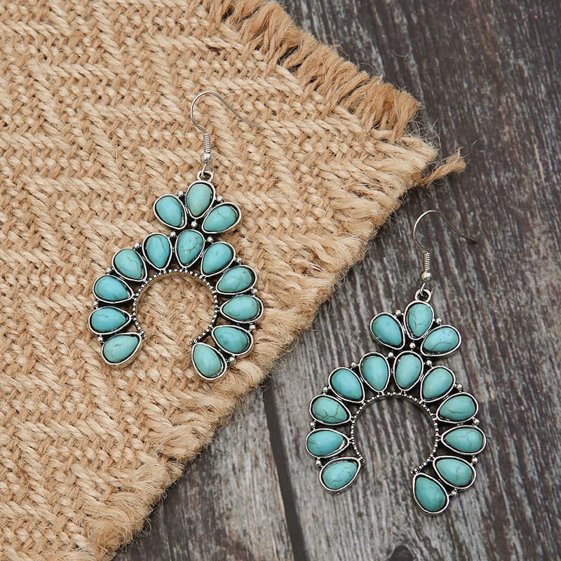 Artificial Turquoise Drop Earrings - Cowgirltops.com