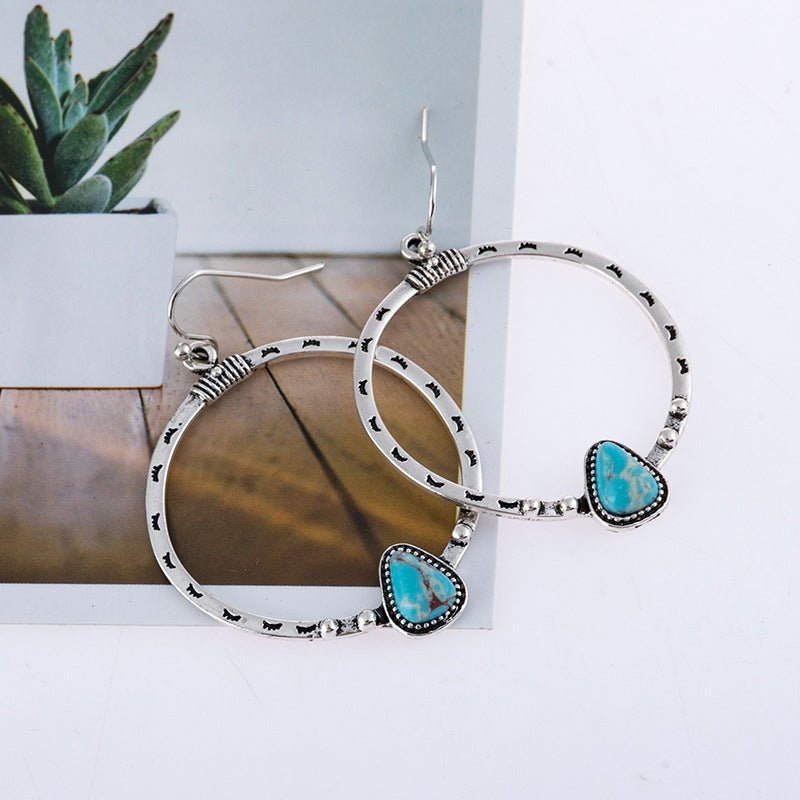 Artificial Turquoise Drop Earrings - Cowgirltops.com