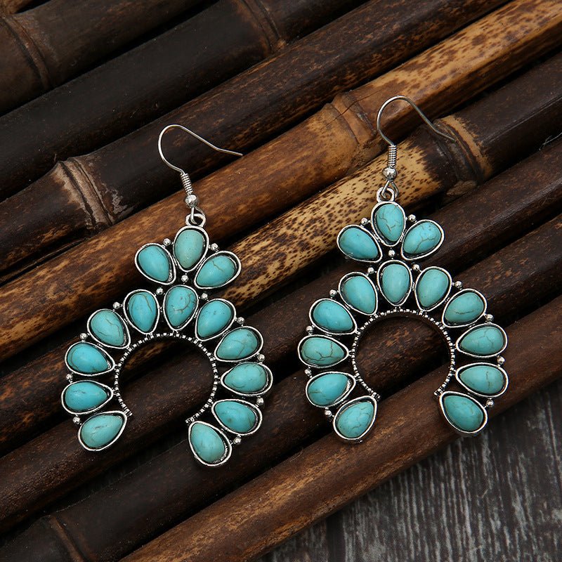 Artificial Turquoise Drop Earrings - Cowgirltops.com