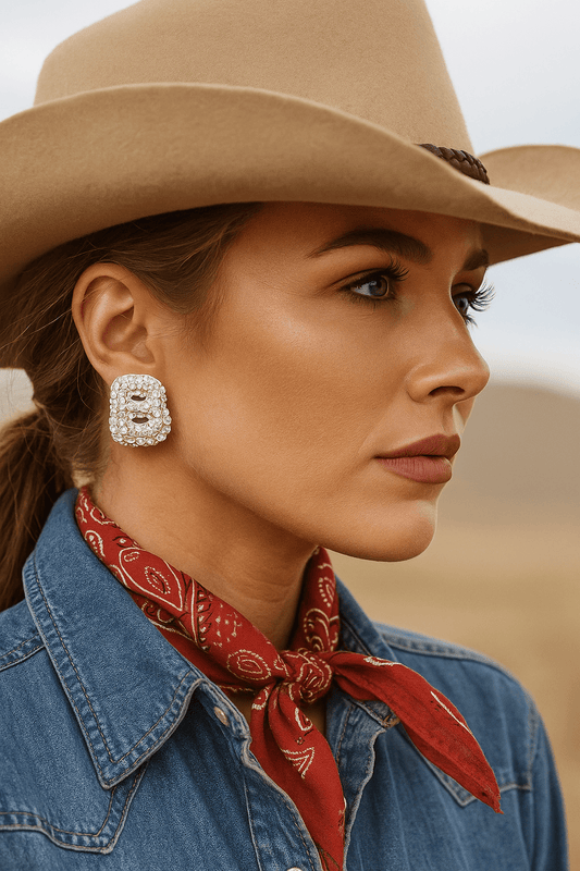 B Initial Rhinestone Studs - Cowgirltops.com