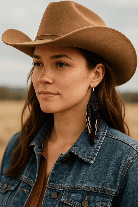 Beaded Fringe Dangle Earrings (5 Colours Available) - Cowgirltops.com