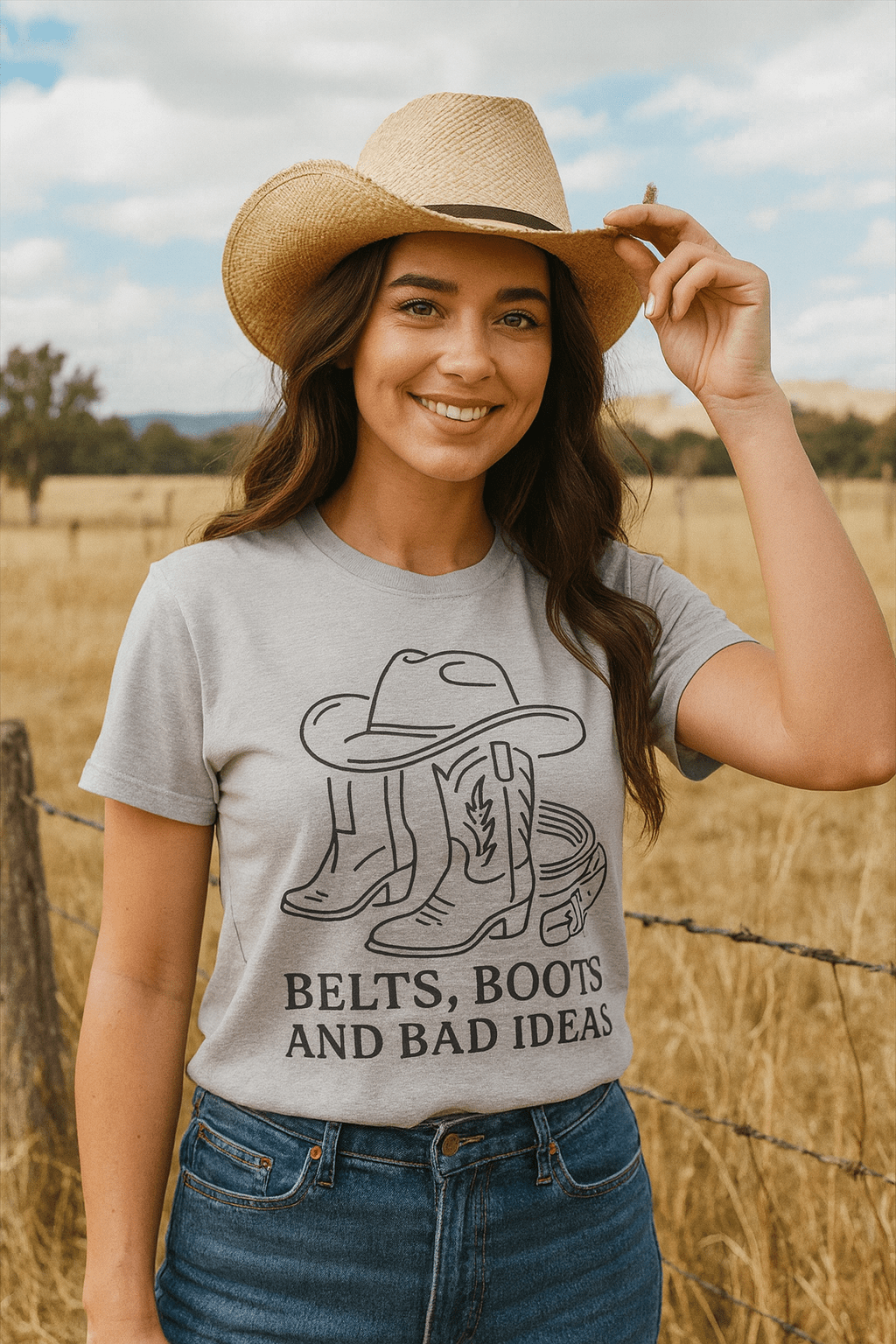 Belts, Boots and Bad Ideas Unisex tee - Cowgirltops.com