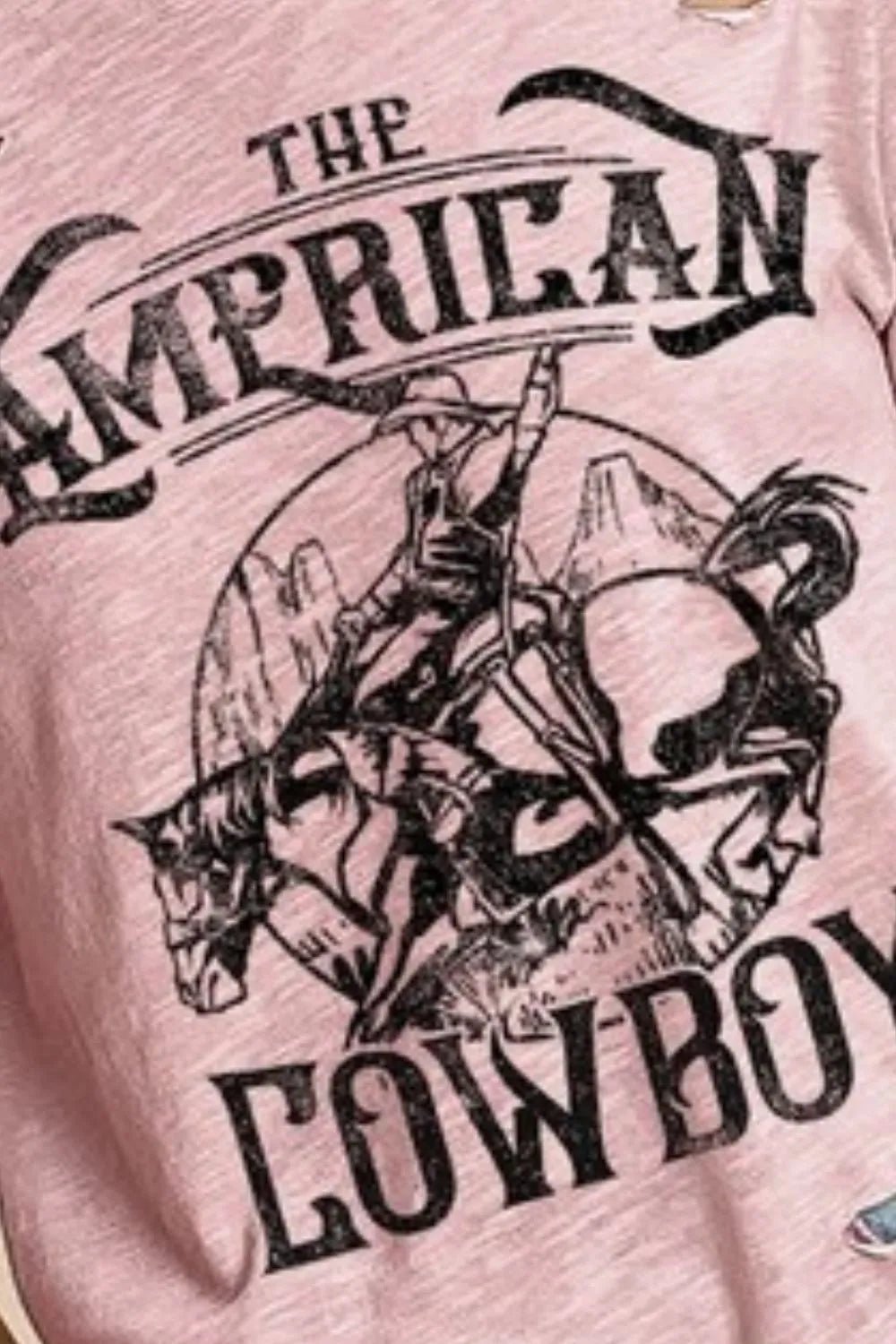 BiBi Cotton Slub Laser Top American Cow Boy Graphic - Cowgirltops.com