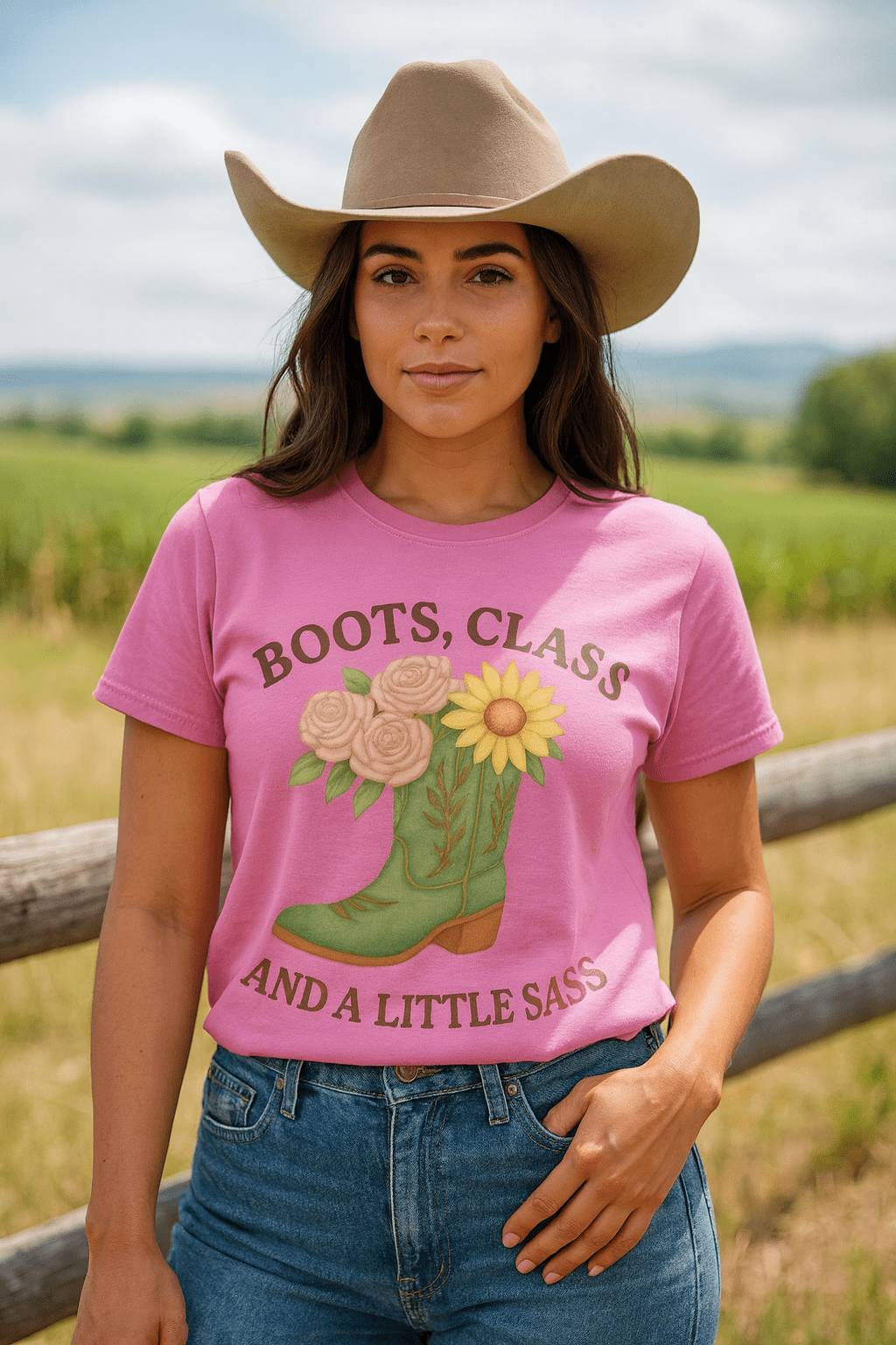 Boots, Class, and a Little Sass Women’s T-shirt - Cowgirltops.com