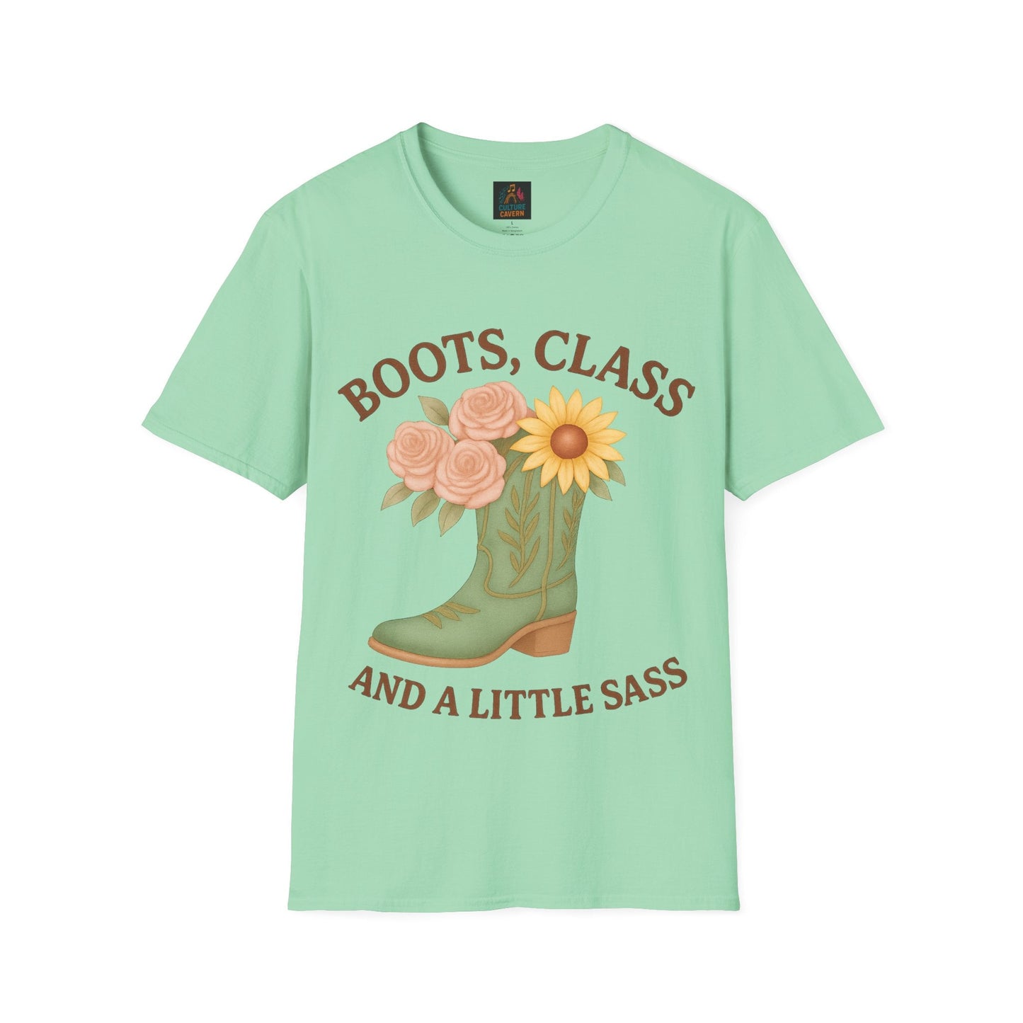 Boots, Class, and a Little Sass Women’s T-shirt - Cowgirltops.com
