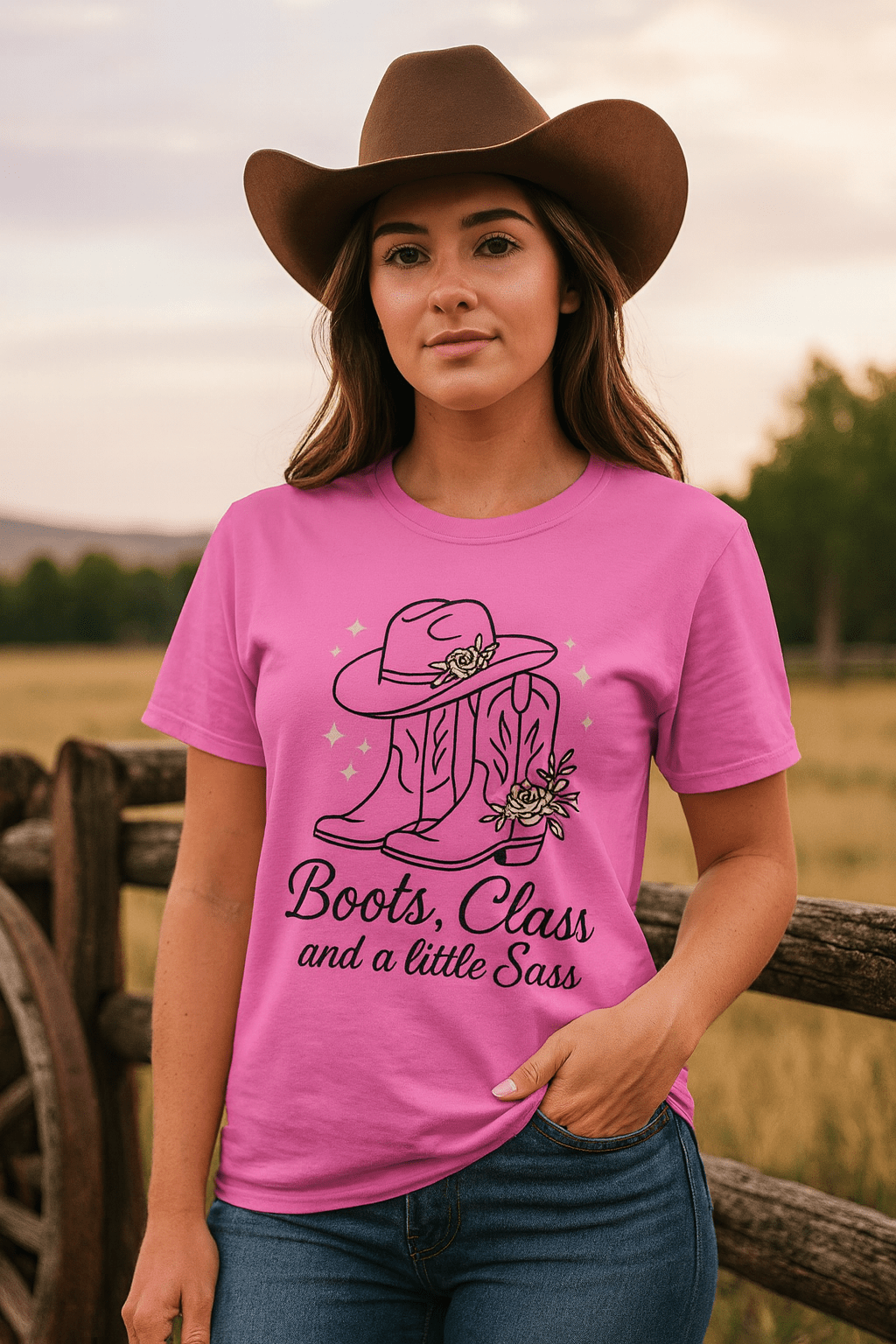 Boots, Class, and a Little Sass Womens Tee - Cowgirltops.com