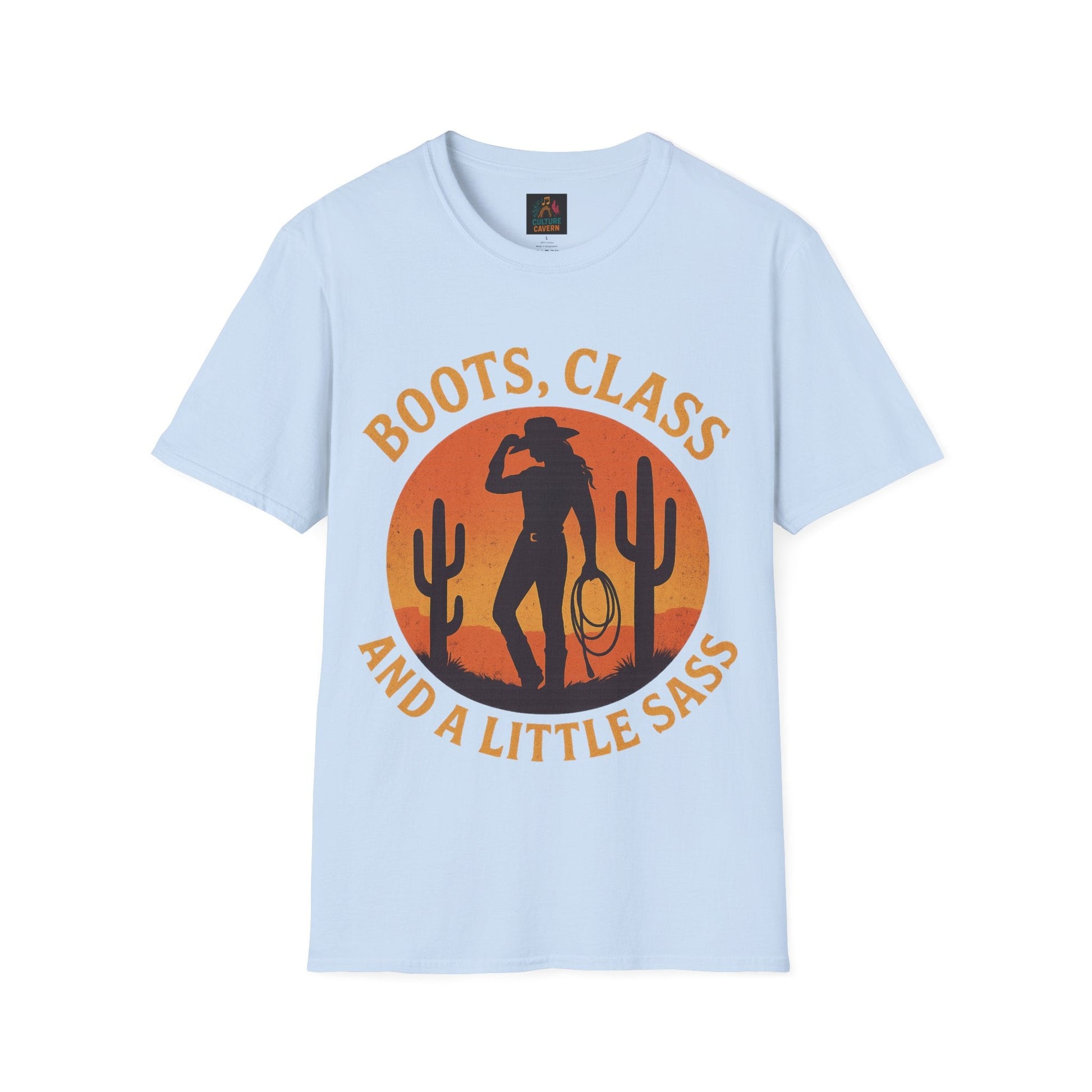 Boots, Class, and a Little Sass Womens Tee - Cowgirltops.com