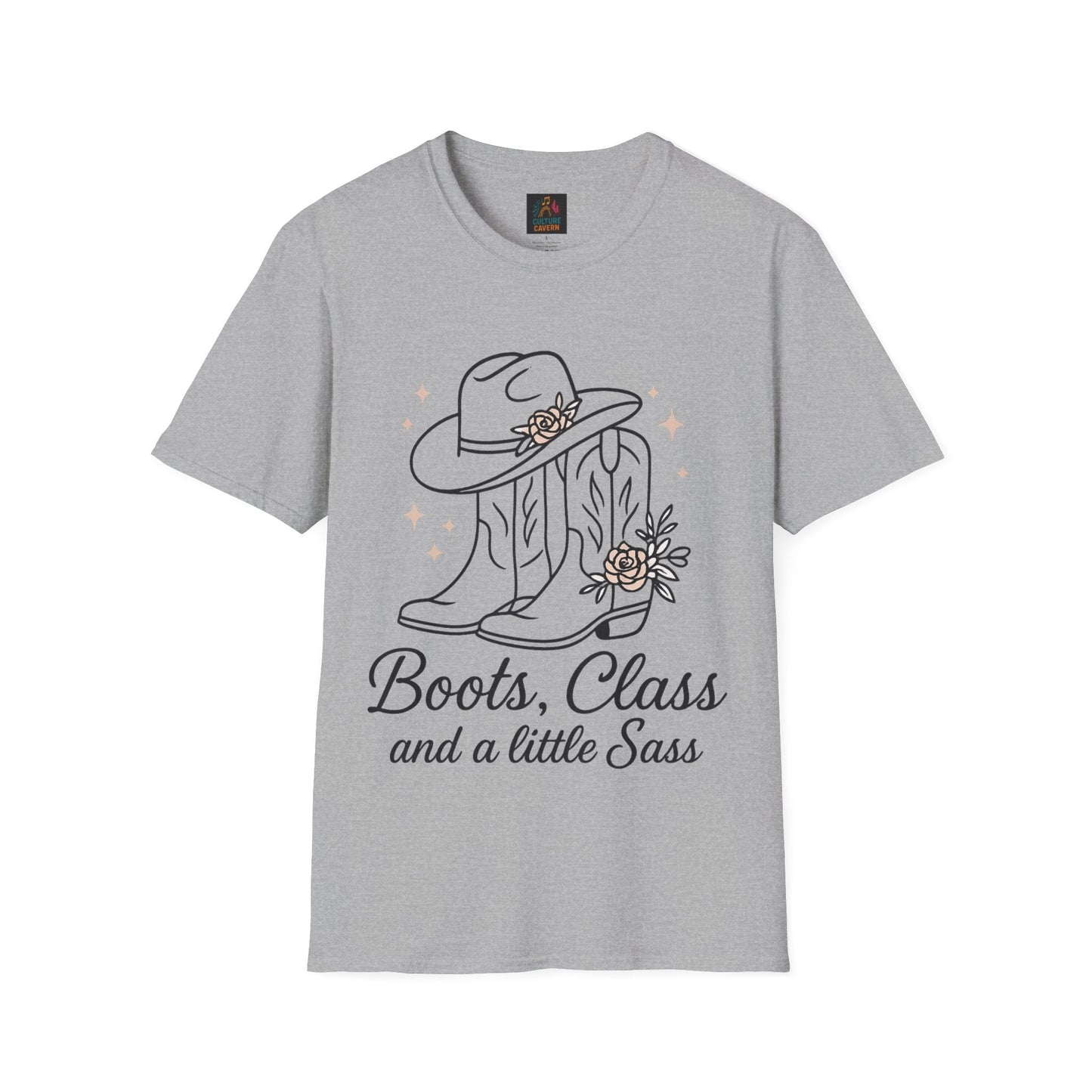 Boots, Class, and a Little Sass Womens Tee - Cowgirltops.com