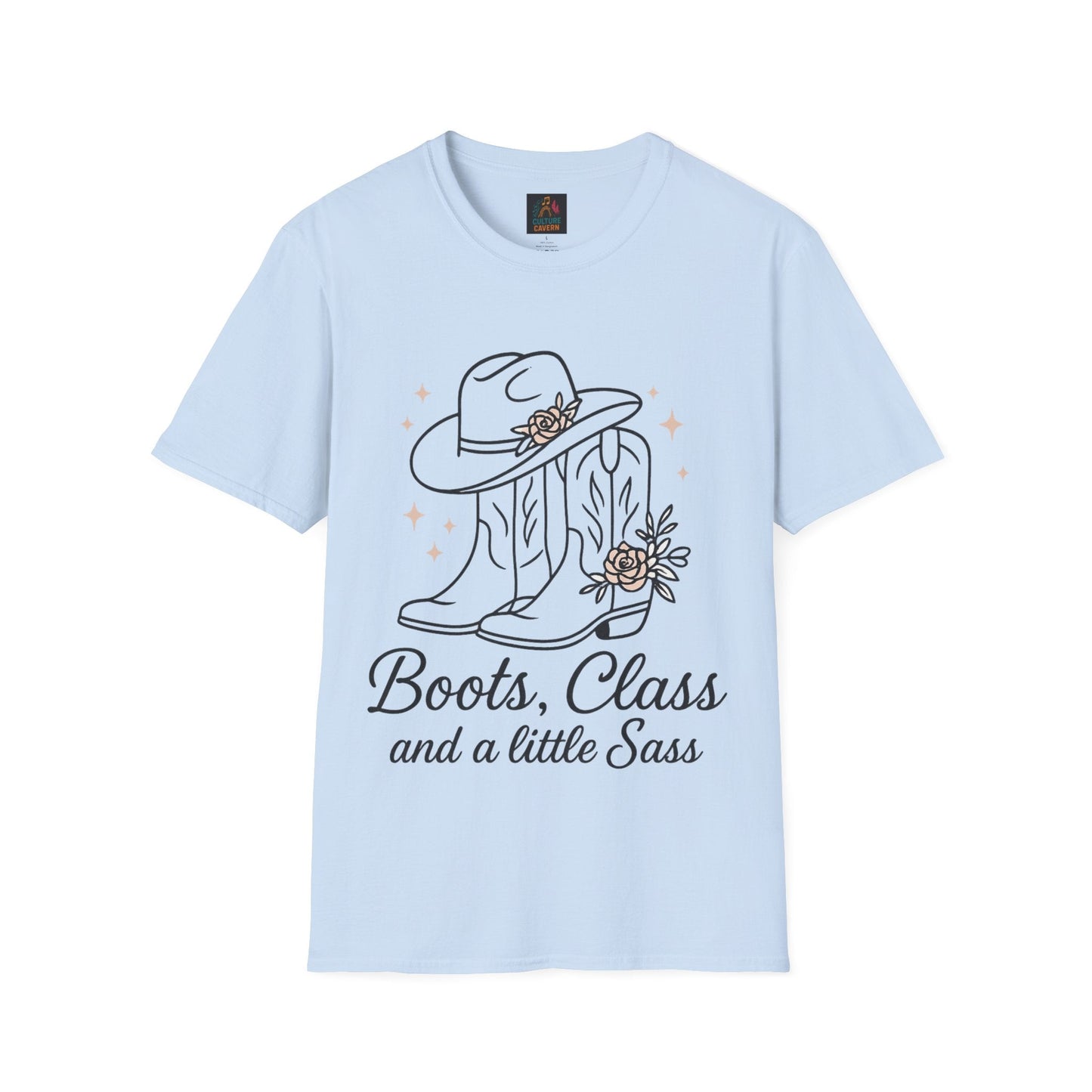 Boots, Class, and a Little Sass Womens Tee - Cowgirltops.com