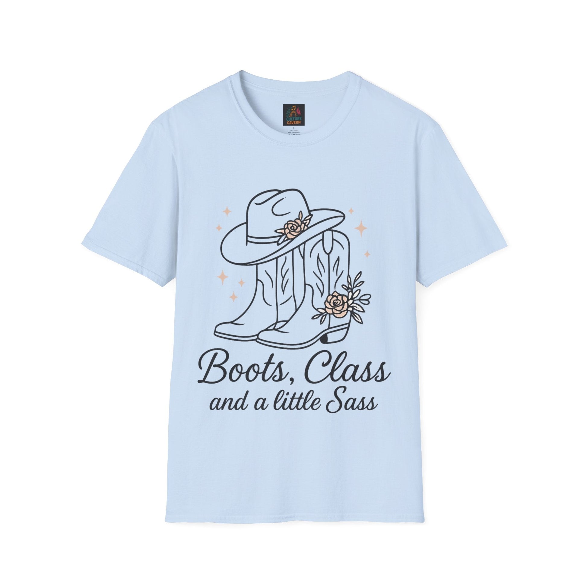 Boots, Class, and a Little Sass Womens Tee - Cowgirltops.com