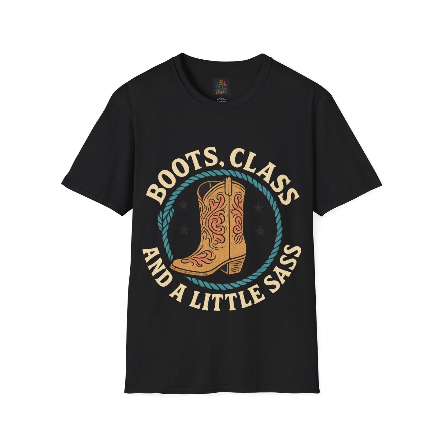 Boots, Class and a Little Sass Womens tee - Cowgirltops.com