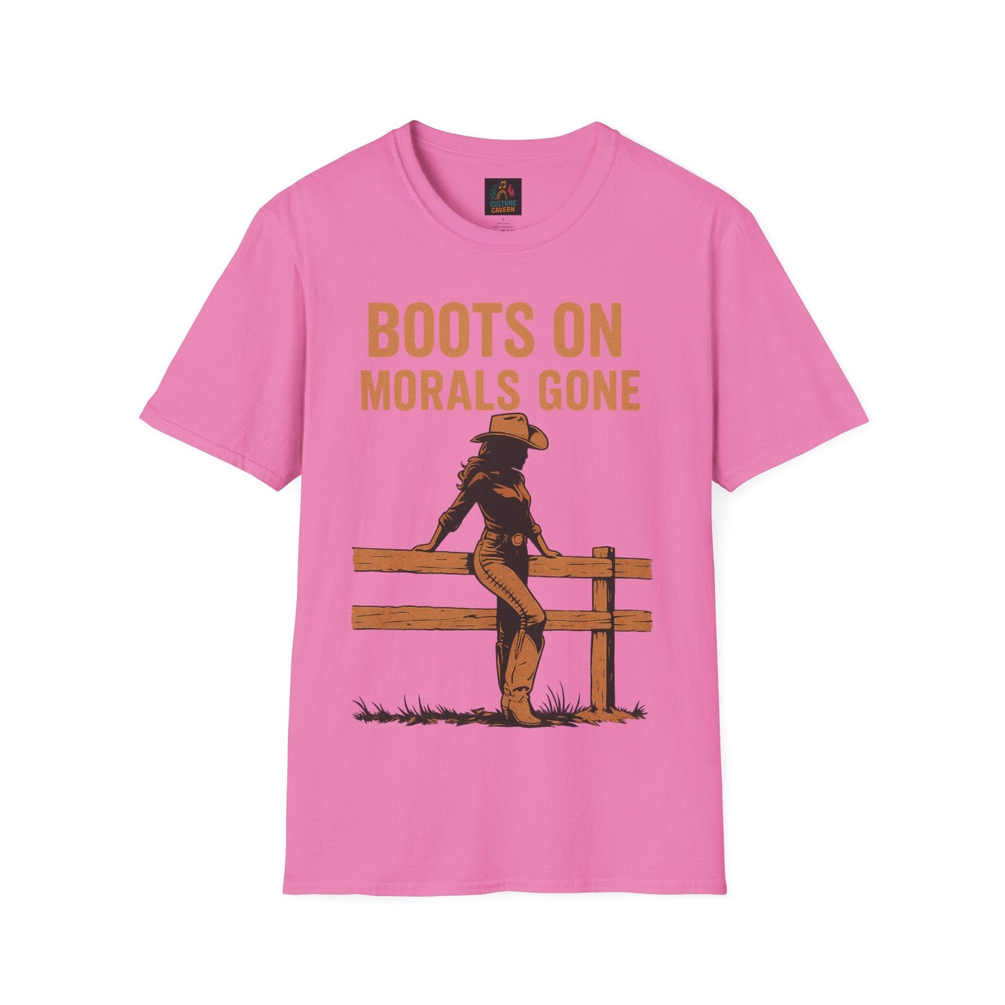 Boots on, Morals Gone Womens T-shirt - Cowgirltops.com