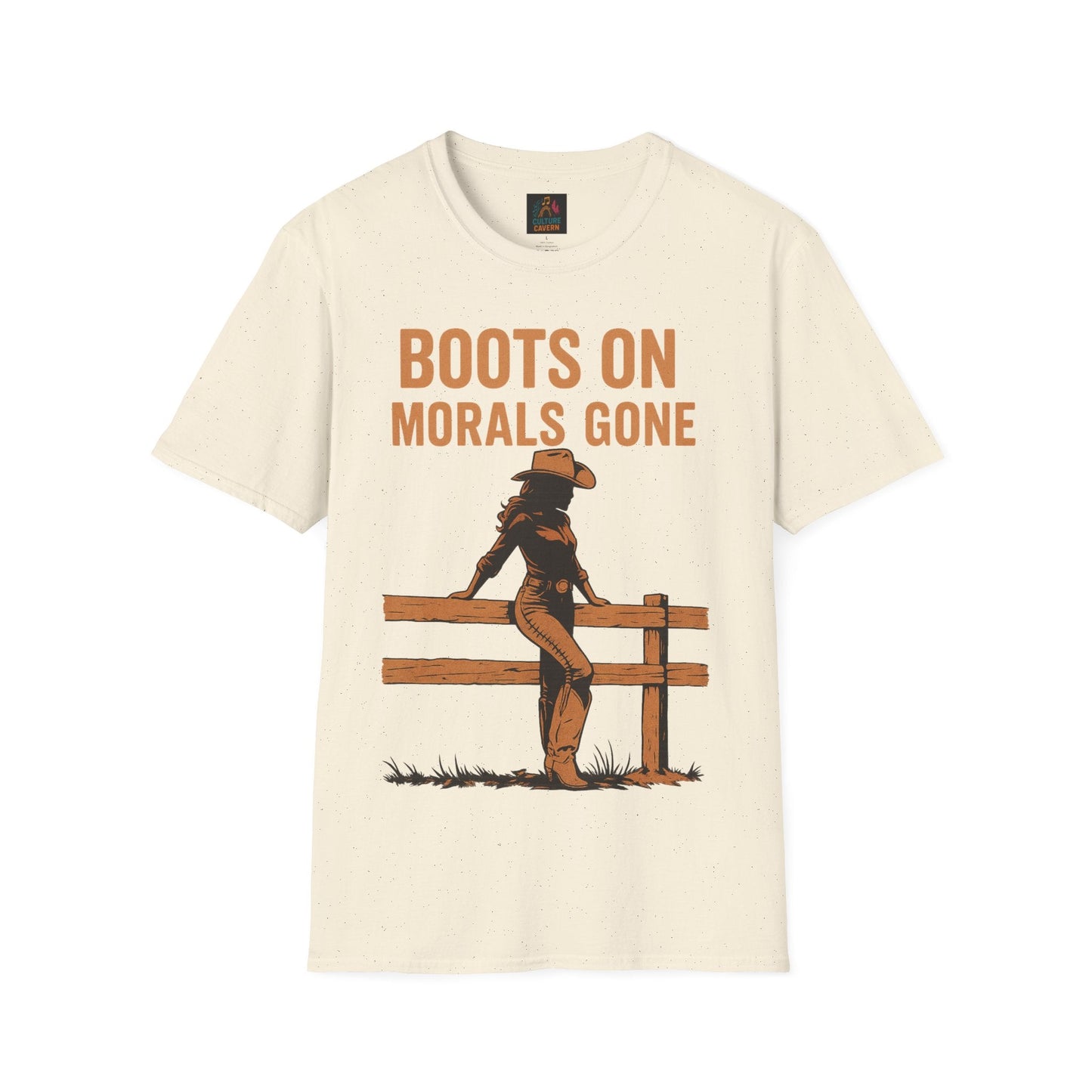 Boots on, Morals Gone Womens T-shirt - Cowgirltops.com