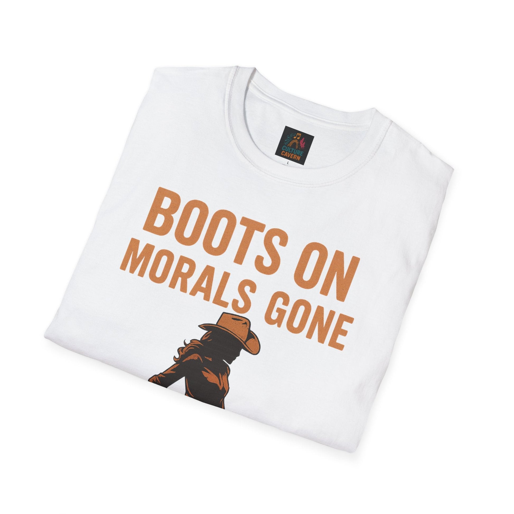Boots on, Morals Gone Womens T-shirt - Cowgirltops.com