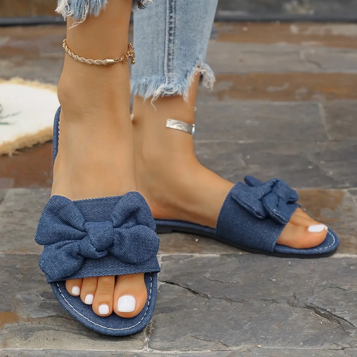 Bow Tie Flat Sandals - Cowgirltops.com