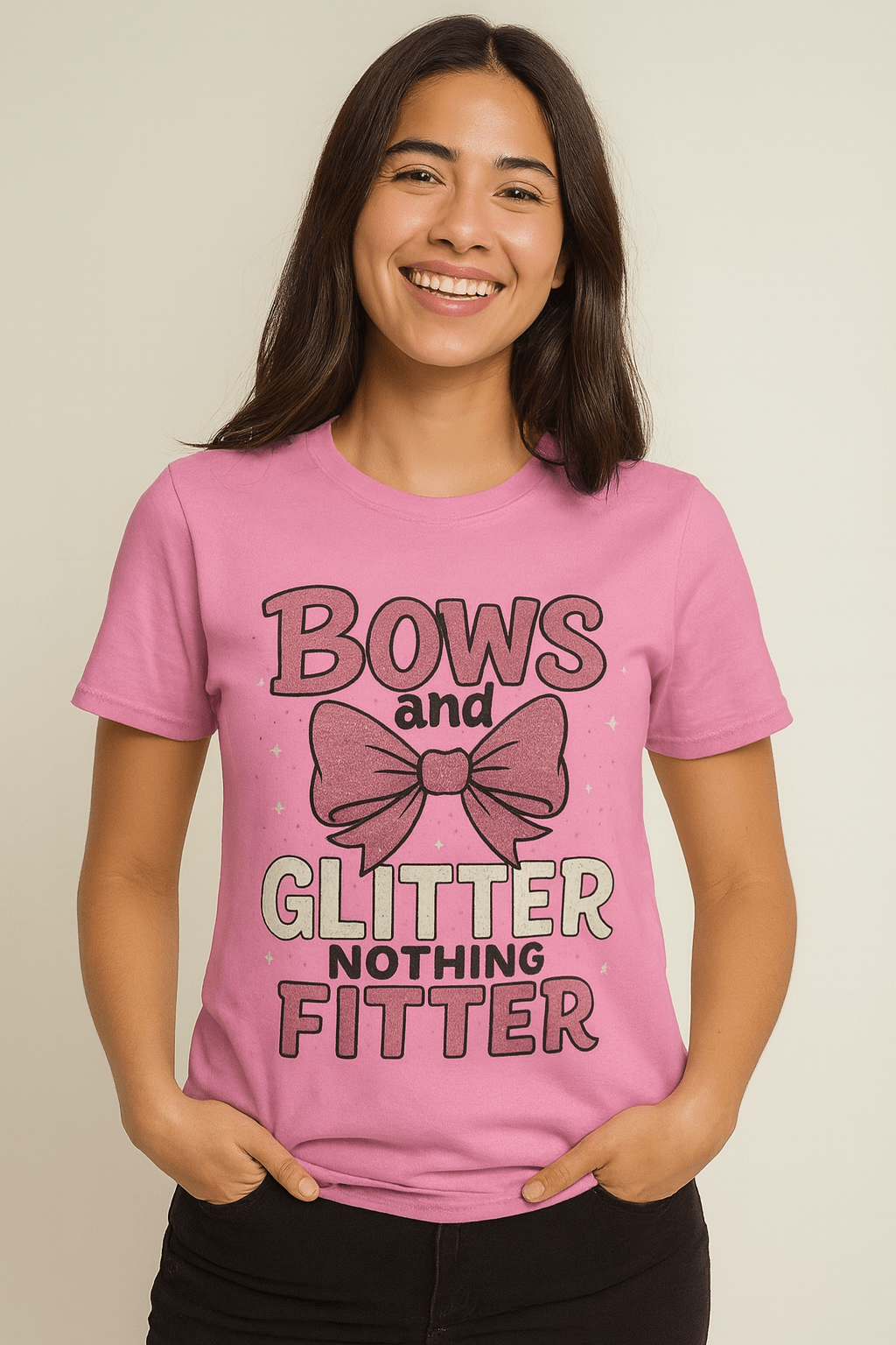 Bows and Glitter, Nothing Fitter T-Shirt - Cowgirltops.com