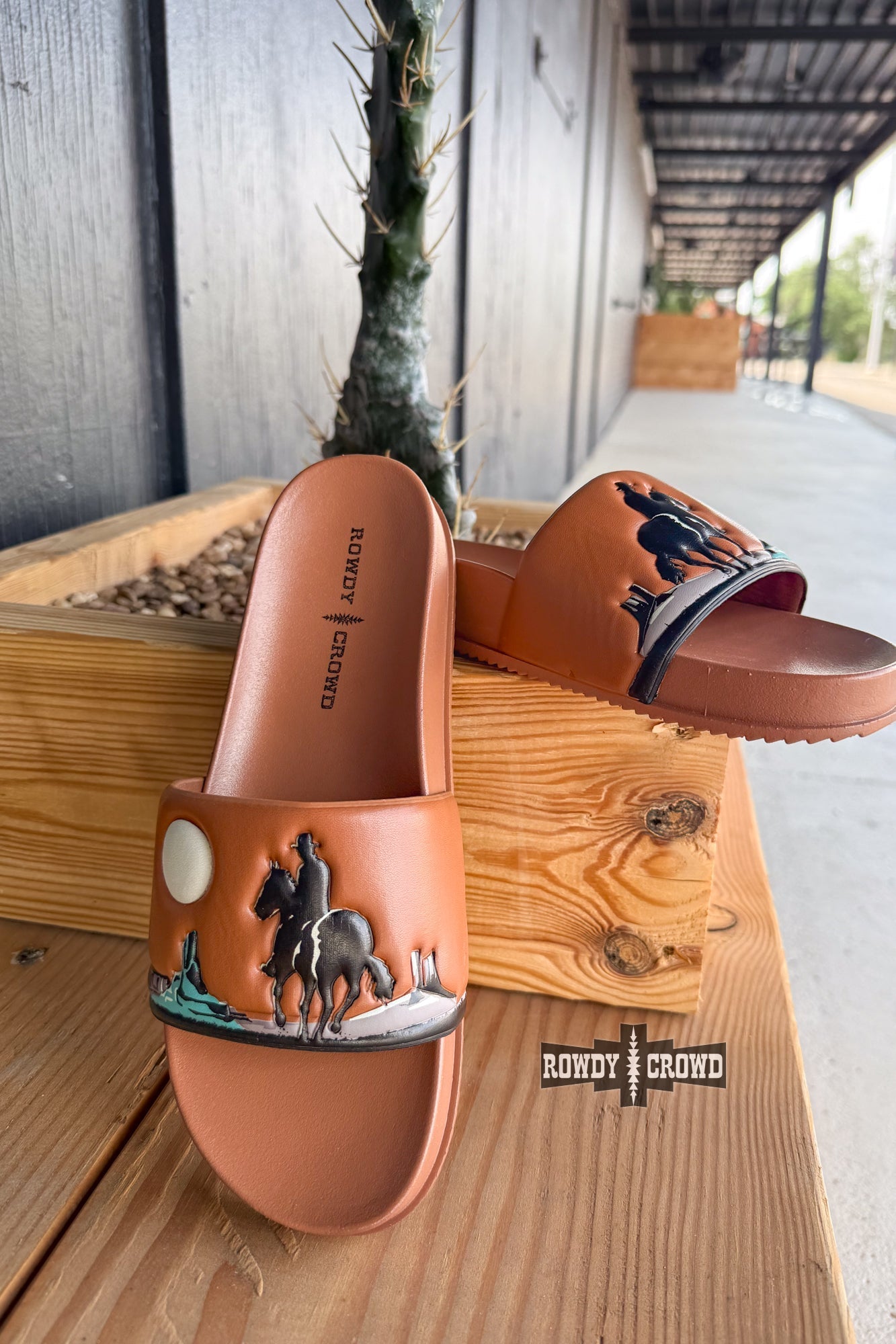 BROWN Saddle Bum Slides - Cowgirltops.com