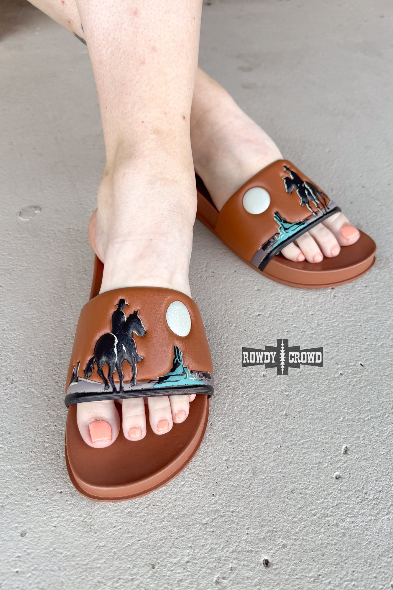 BROWN Saddle Bum Slides - Cowgirltops.com