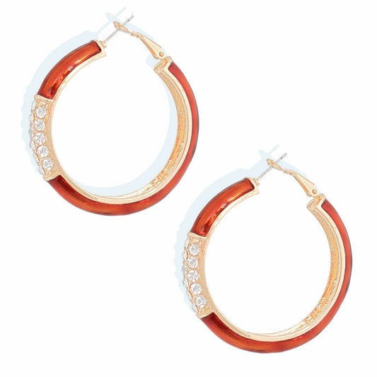 Burgundy and Gold Rhinestone Hoops - Cowgirltops.com