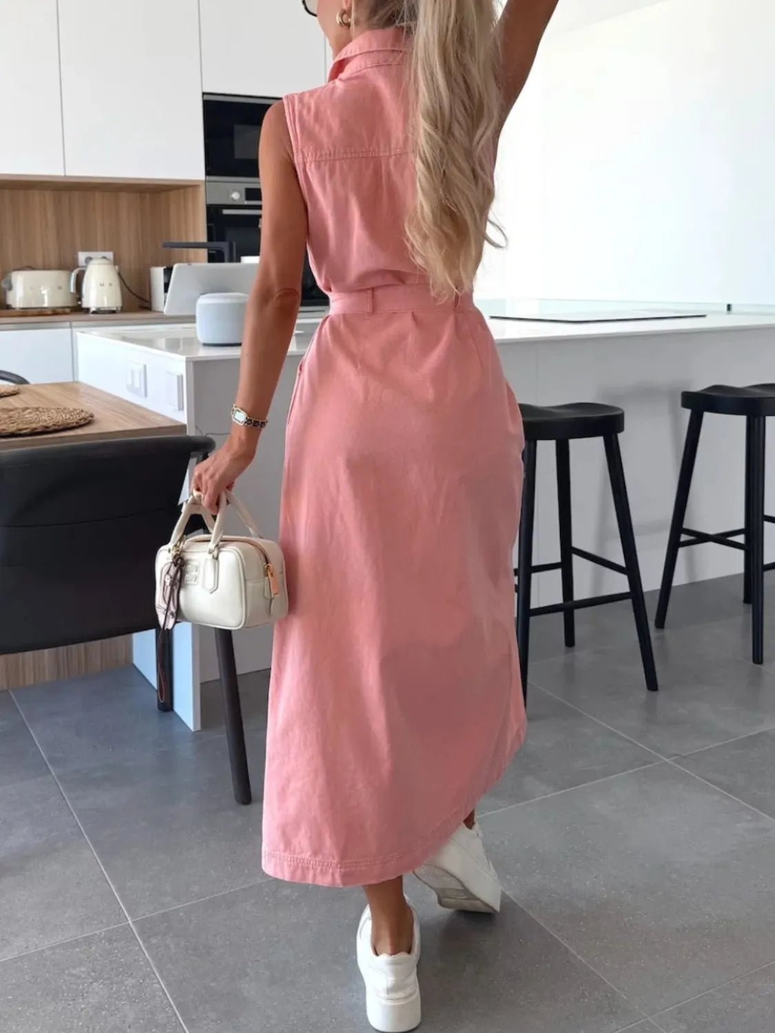 Button Front Sleeveless Denim Dress - Cowgirltops.com